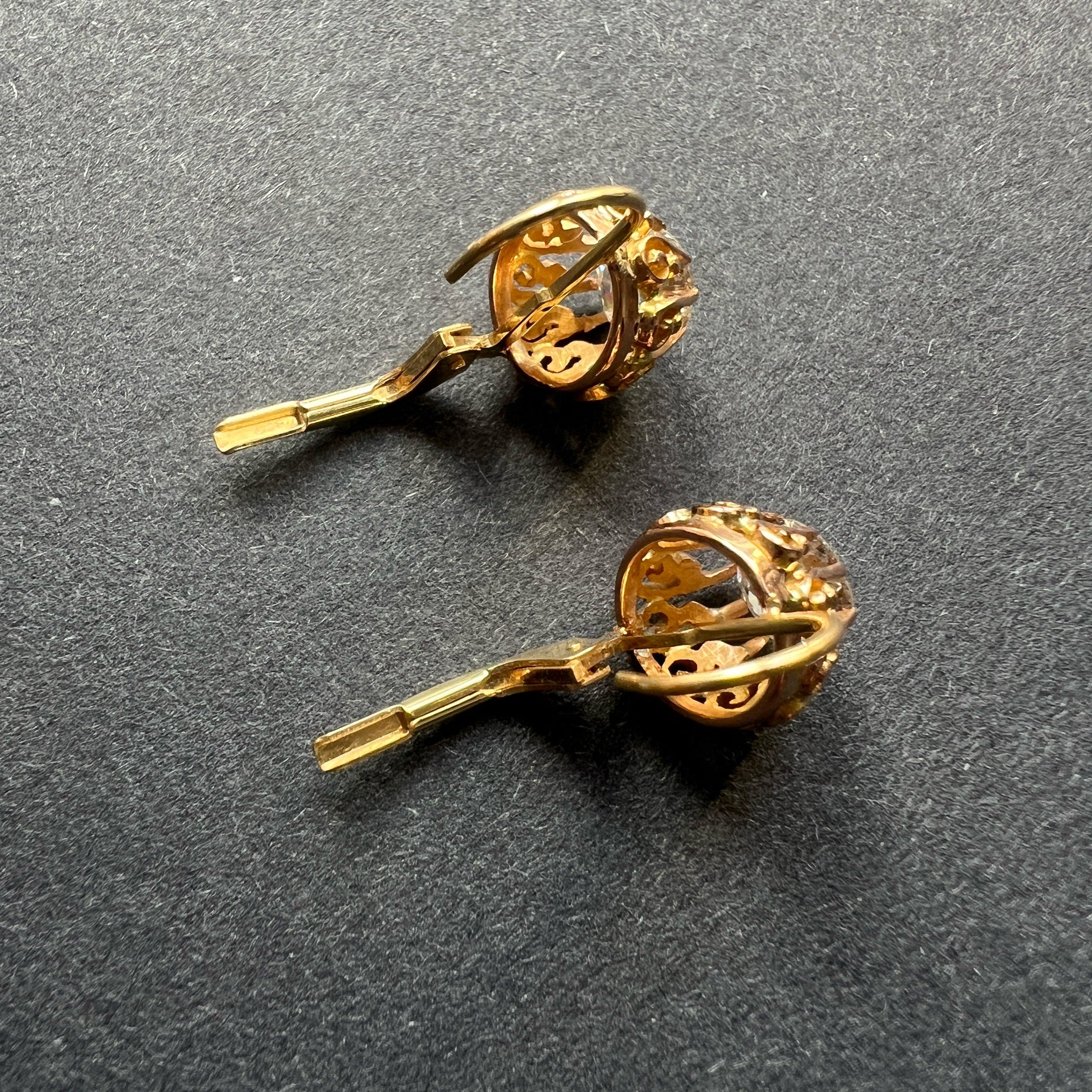 Antique 18K gold solitaire diamond earrings - Curiously timeless