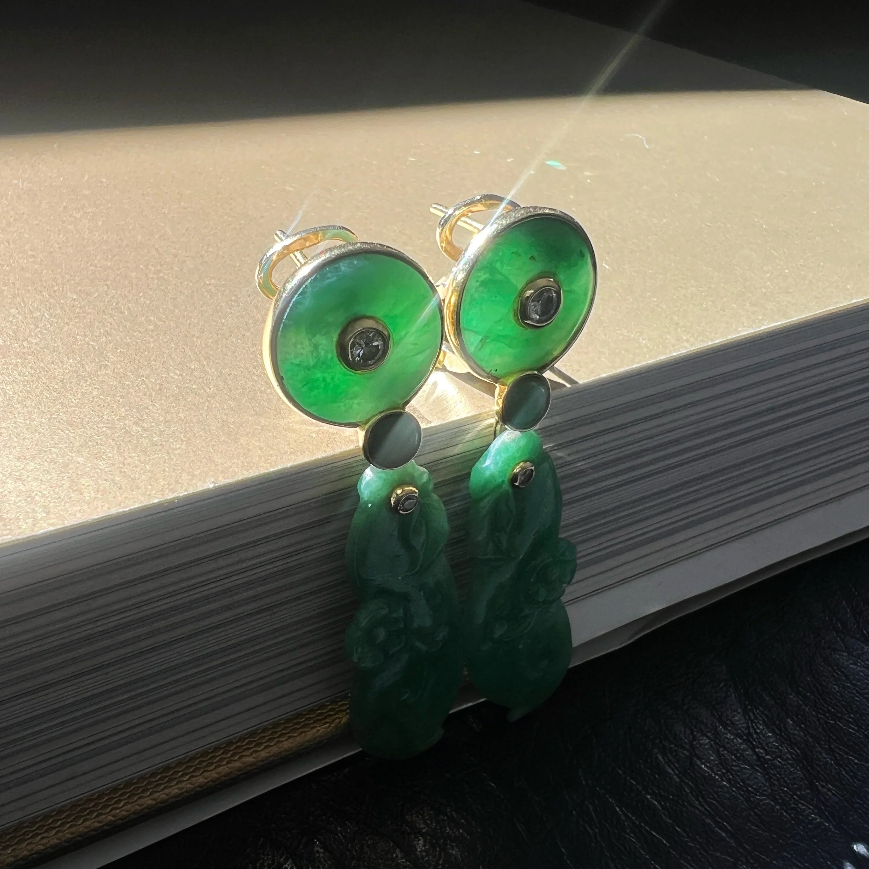 Maria Grazia Baldan 18K Gold 4-in-1 Jade interchangeable Earrings