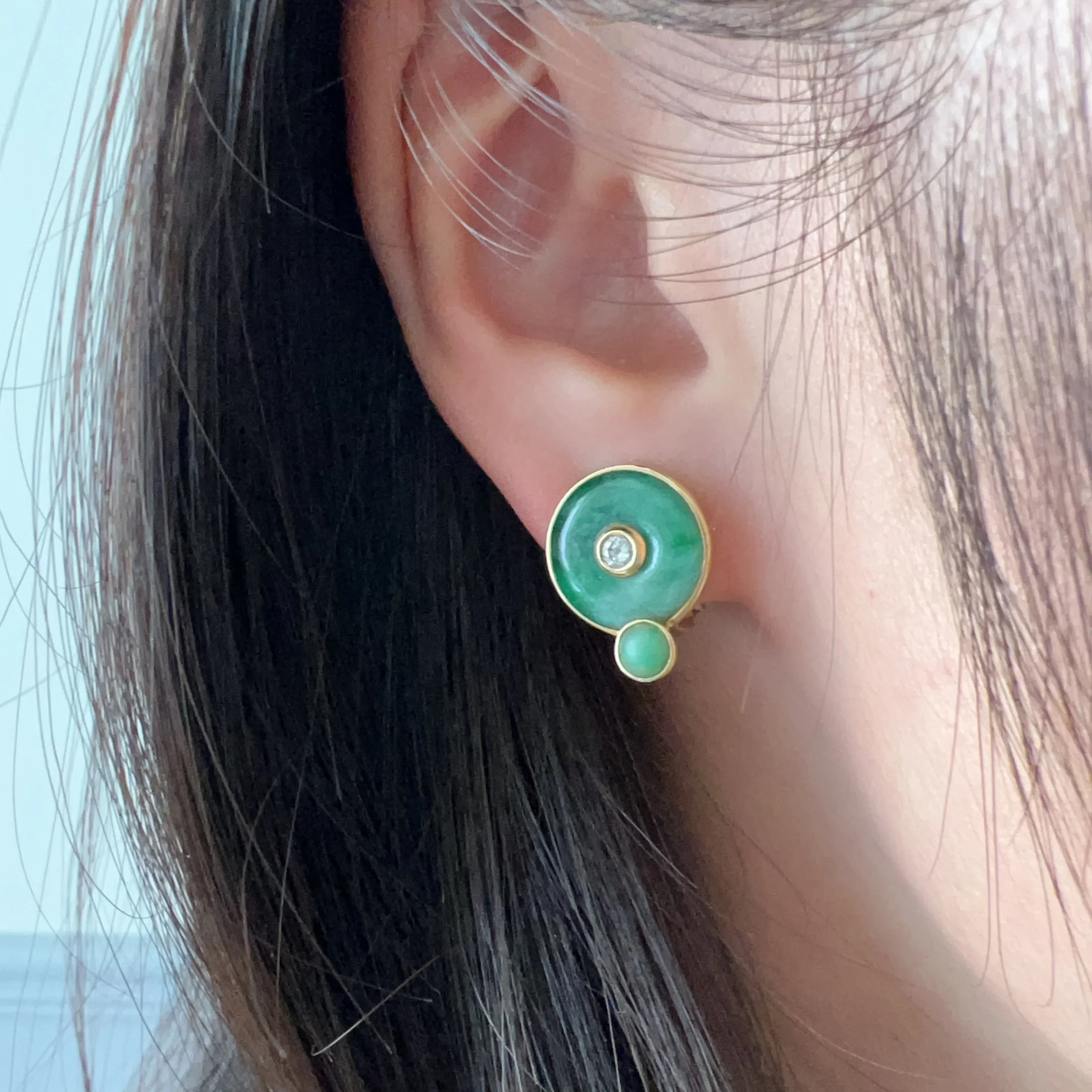 Maria Grazia Baldan 18K Gold 4-in-1 Jade interchangeable Earrings