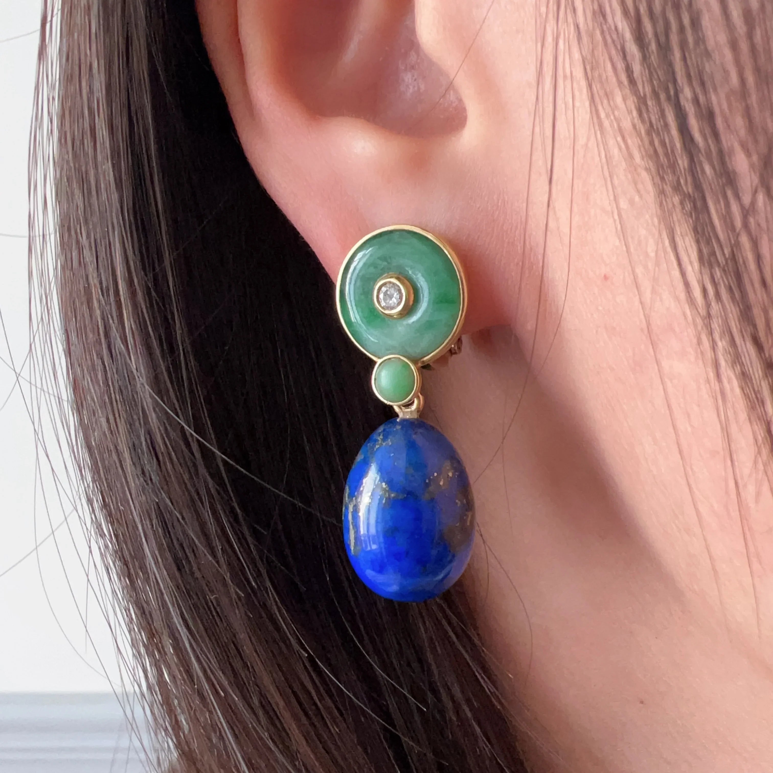 Maria Grazia Baldan 18K Gold 4-in-1 Jade interchangeable Earrings