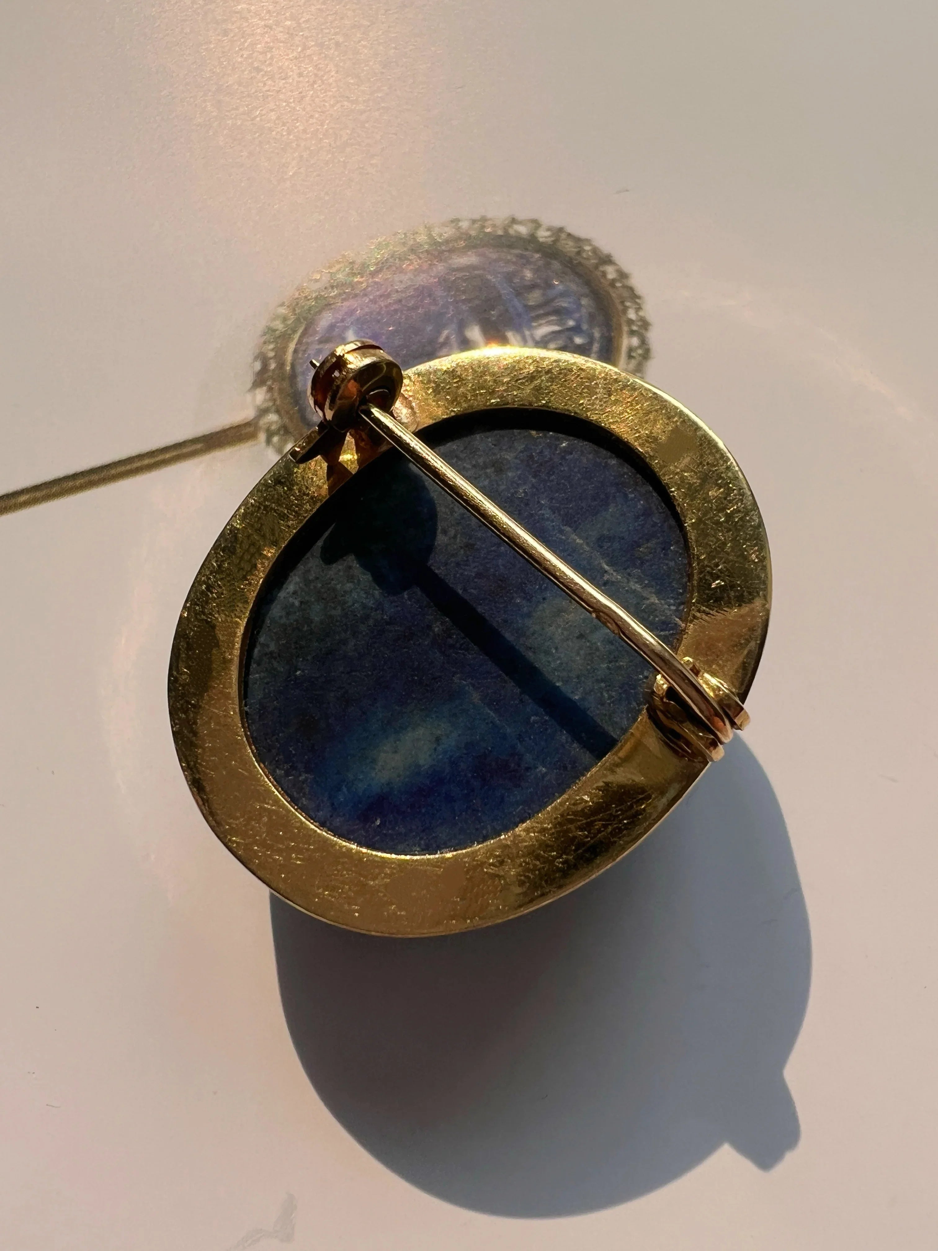 Art Deco 18K Gold Egyptian Revival Lapis Scarab Brooch