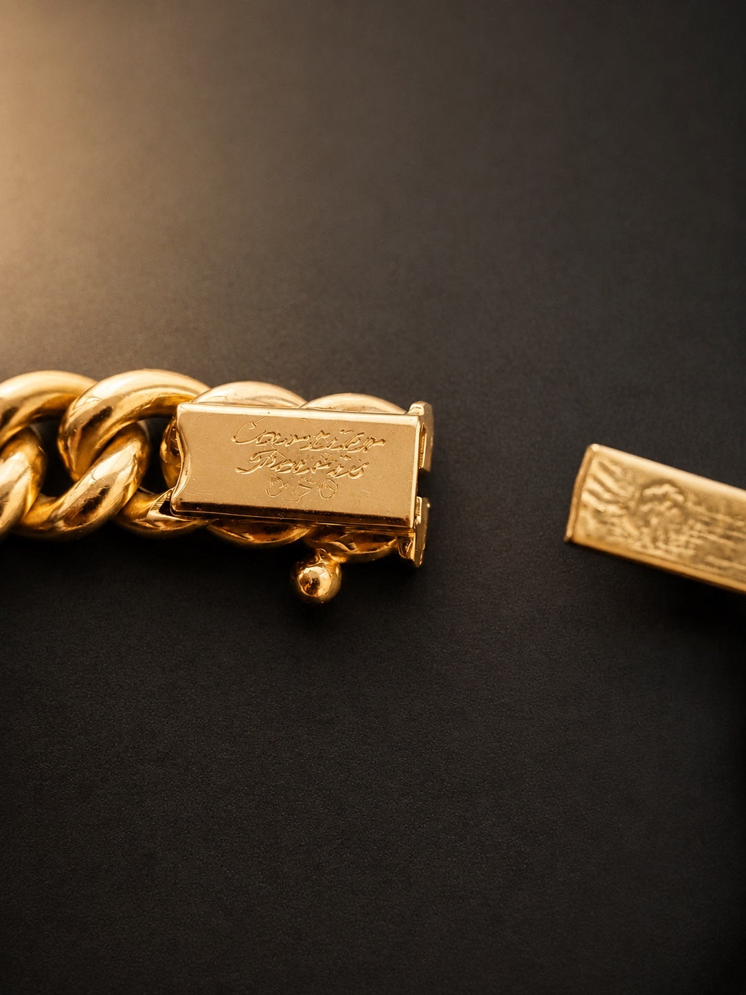 Vintage Cartier Paris 18K yellow gold curb link bracelet, by August Gross