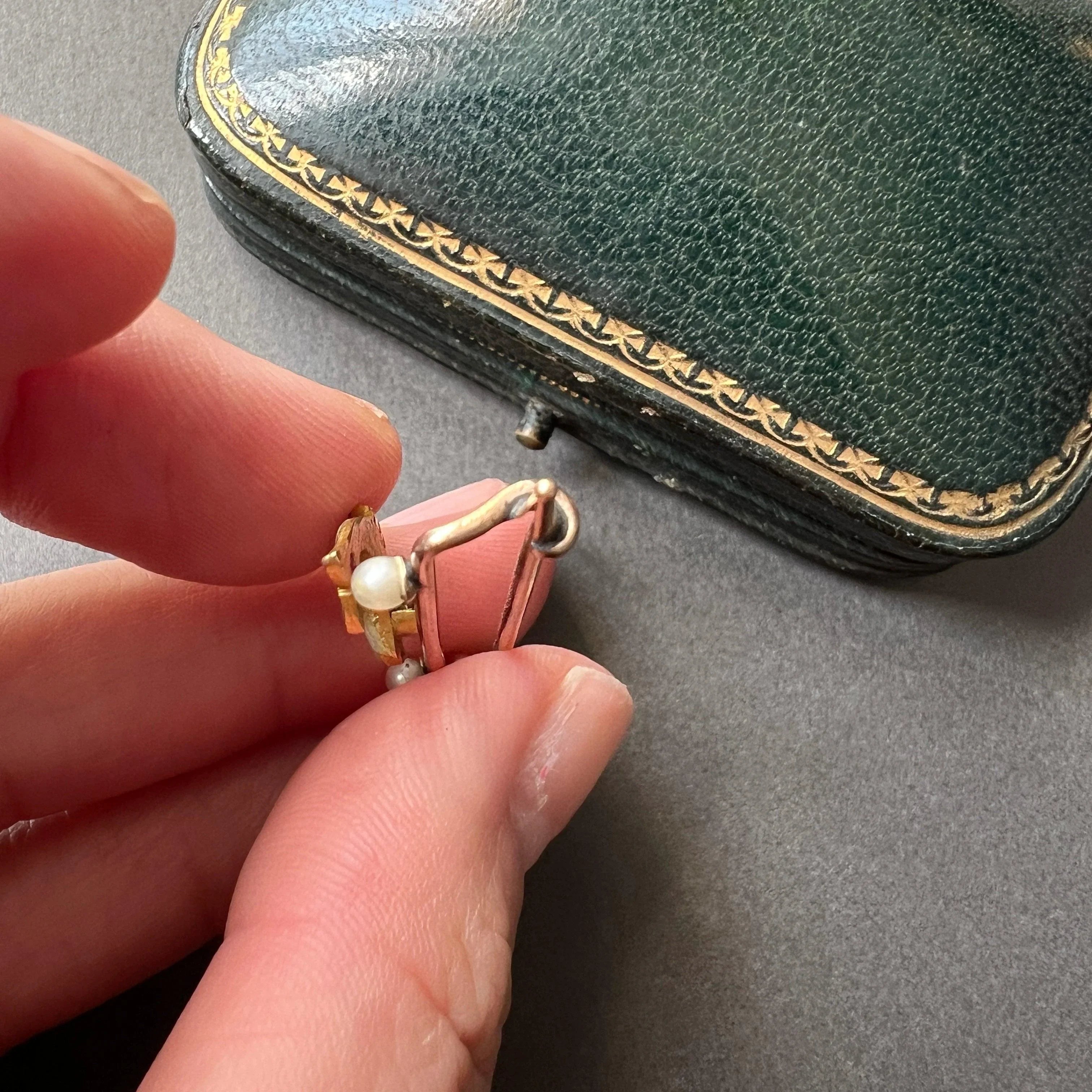 Victorian era 14K trembling enameled fish pin brooch - Curiously timeless
