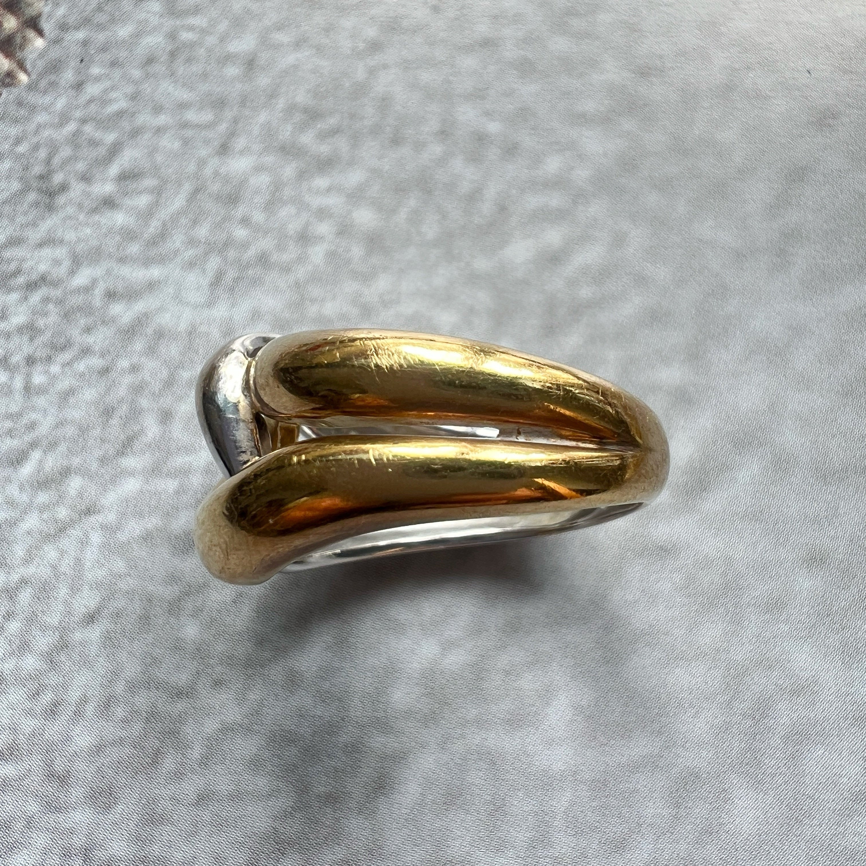 Vintage French 18K Yellow & White Gold Eternity Ring
