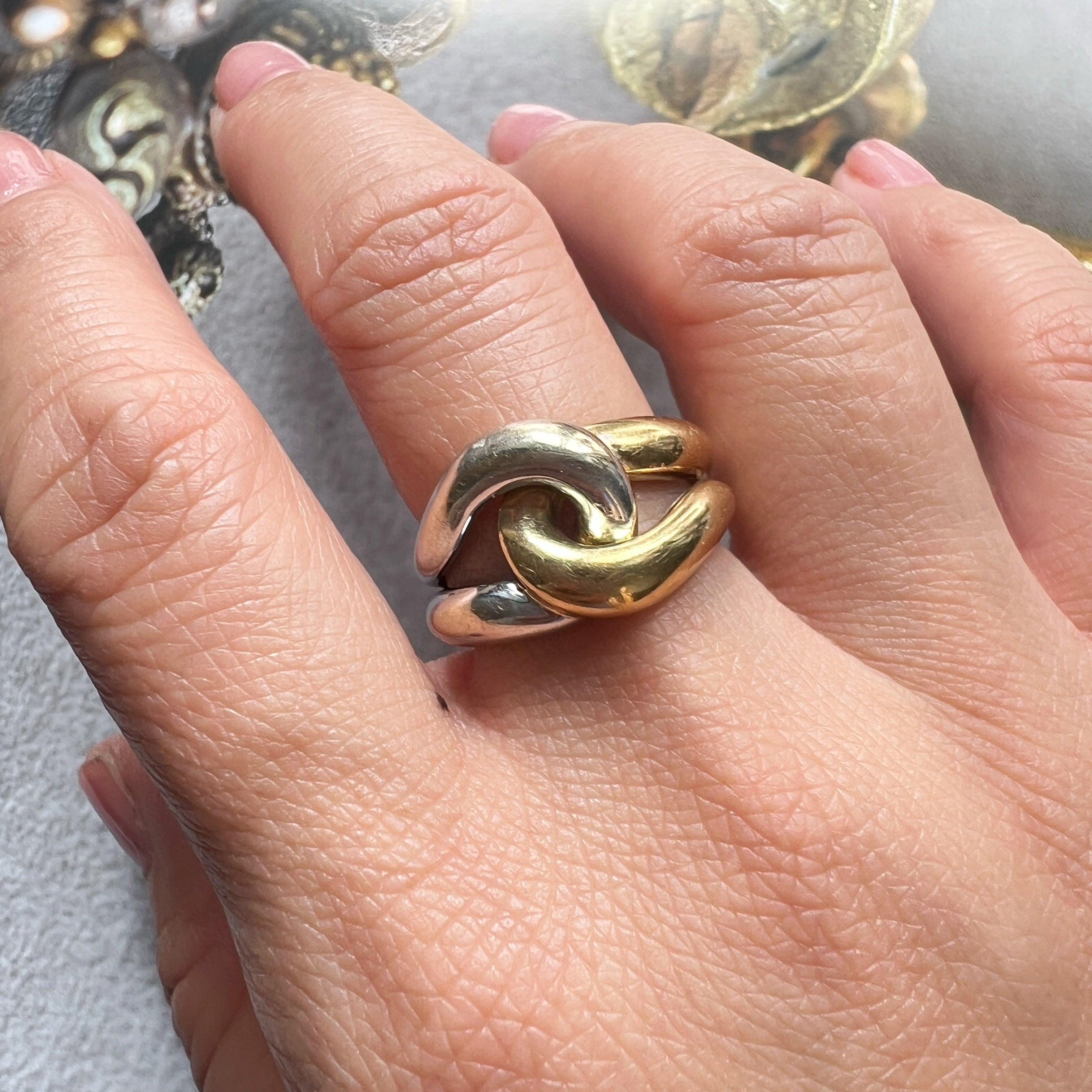 Vintage French 18K Yellow & White Gold Eternity Ring