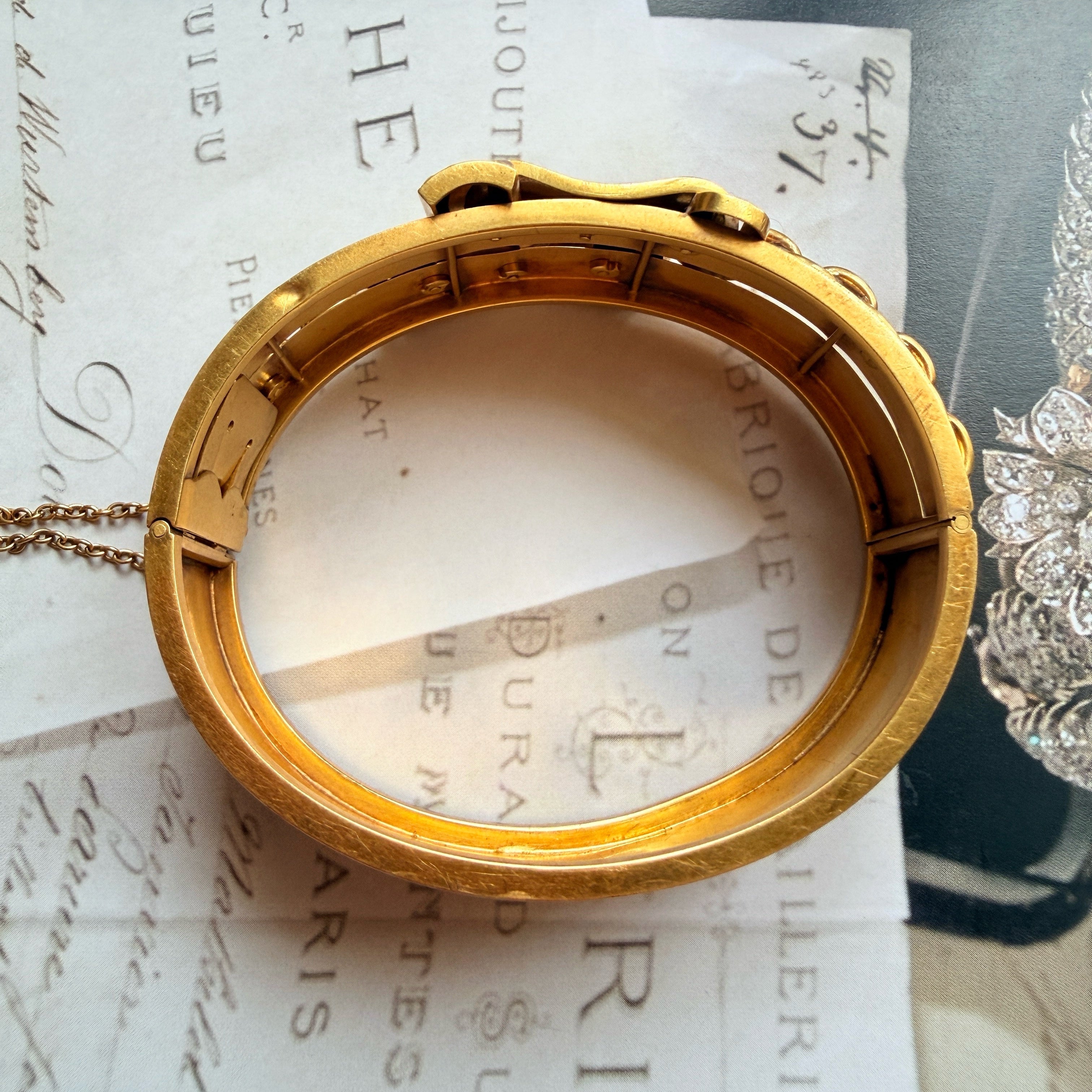 Victorian era 18K gold buckle cuff bracelet