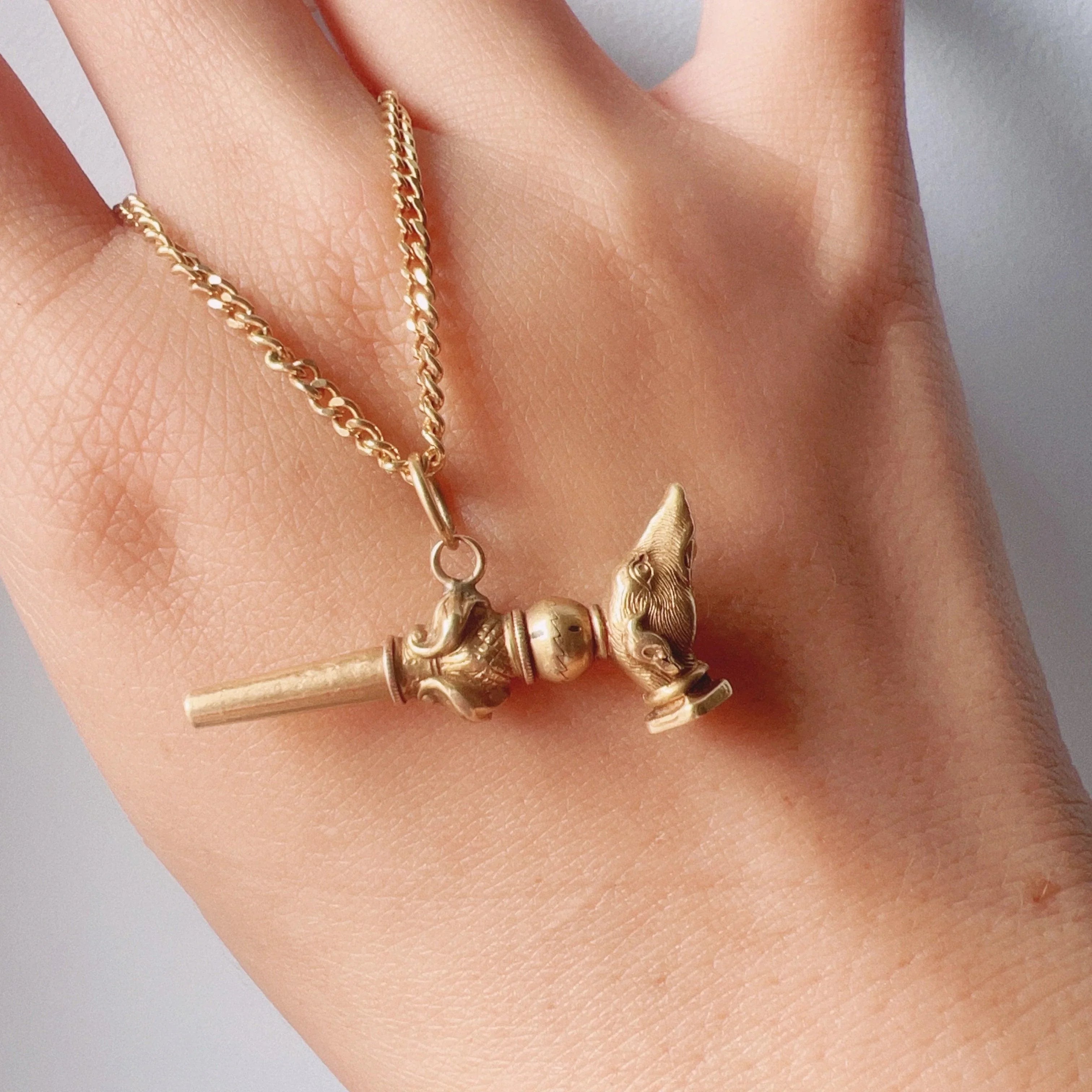 Antique 18K dog watch key charm pendant - Curiously timeless