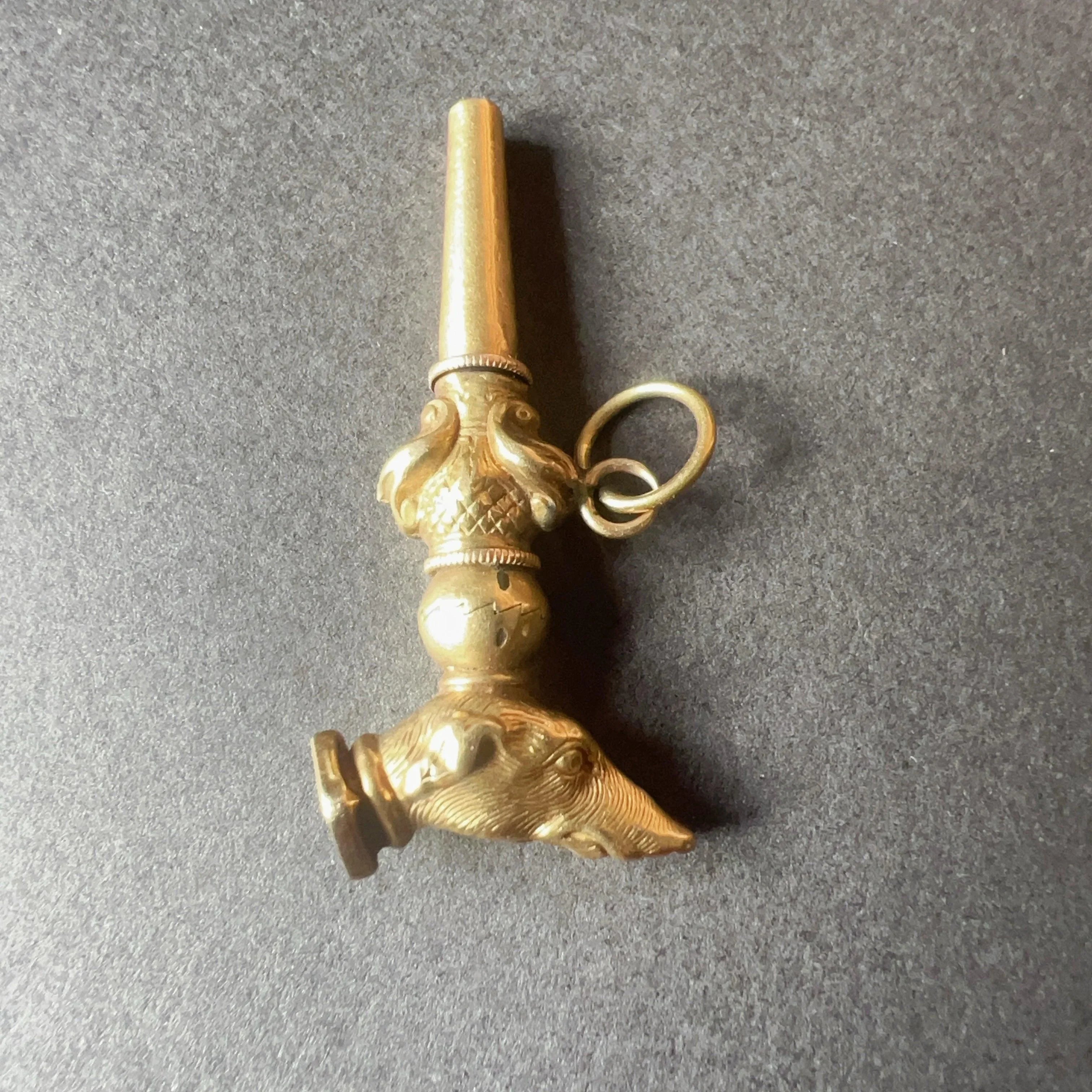 Antique 18K dog watch key charm pendant - Curiously timeless
