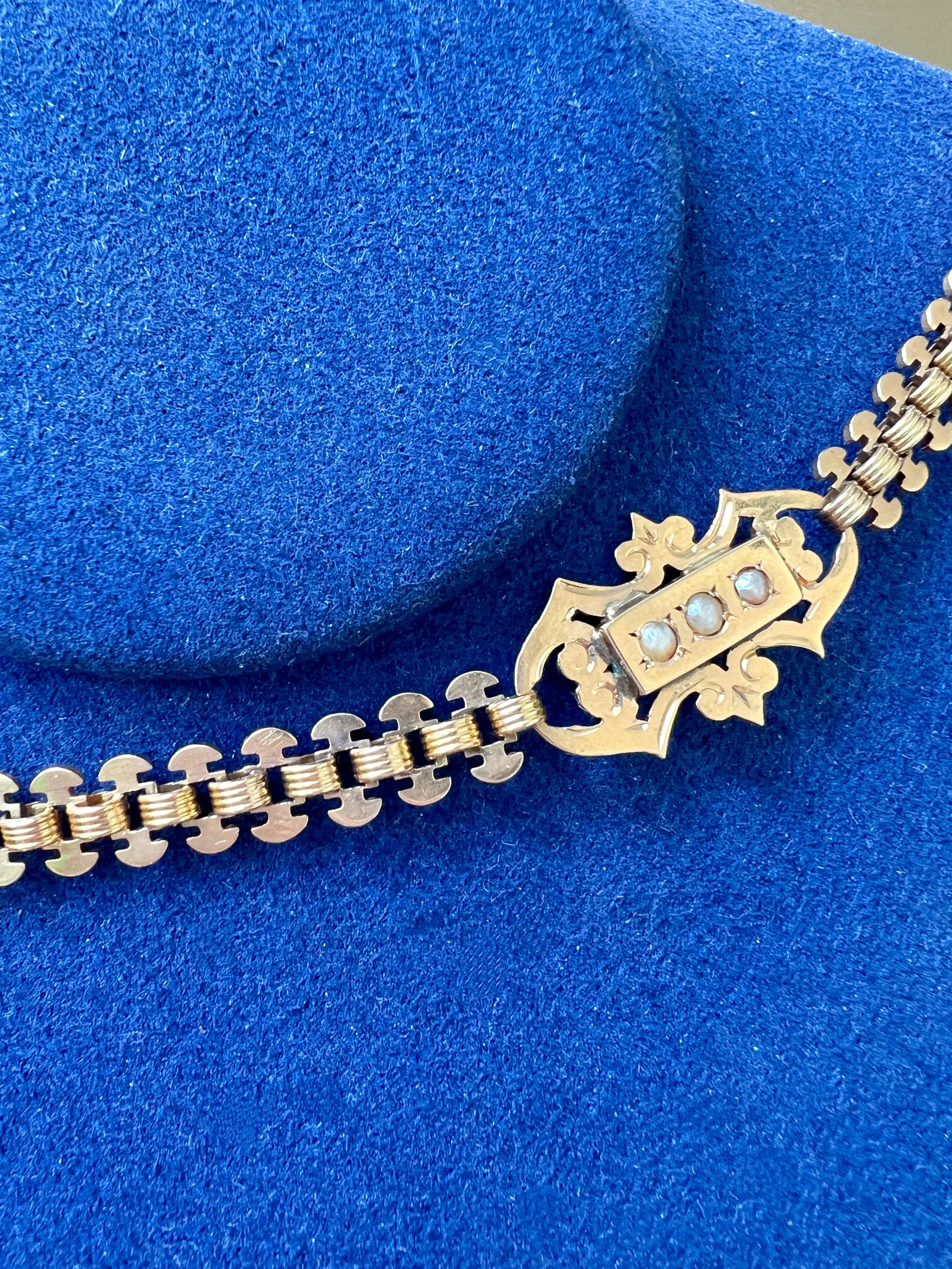 French Antique 18K Rose Gold Necklace with Locket pendant
