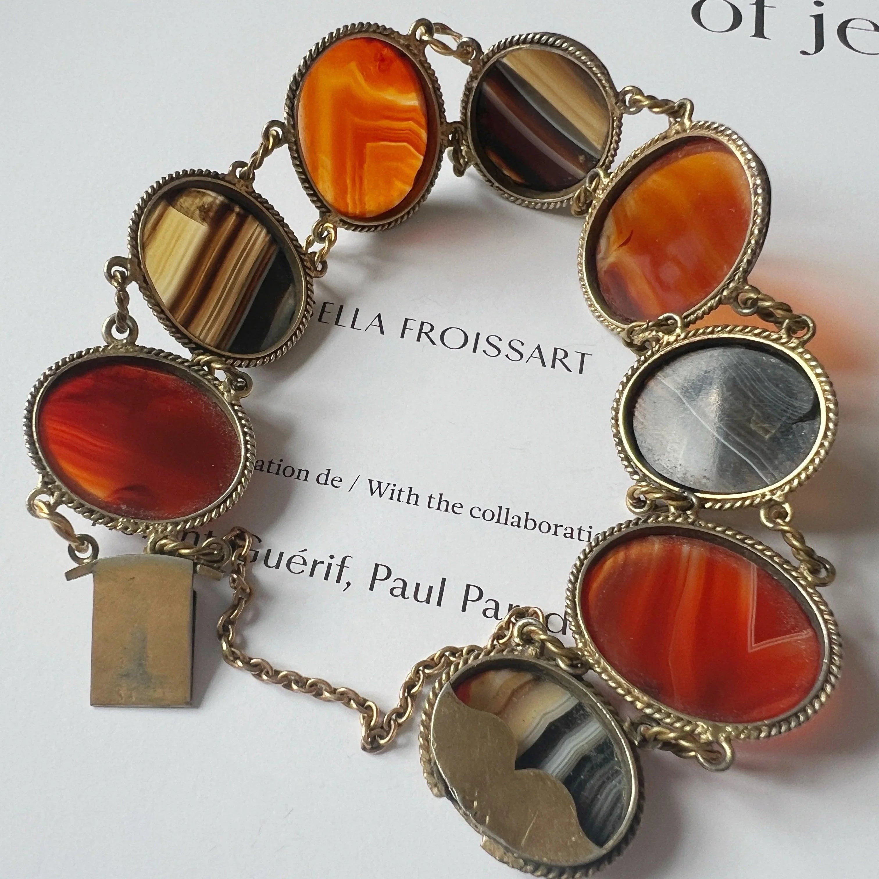 Antique agate link bracelet in Vermeil (Gold on Silver) - Curiously timeless