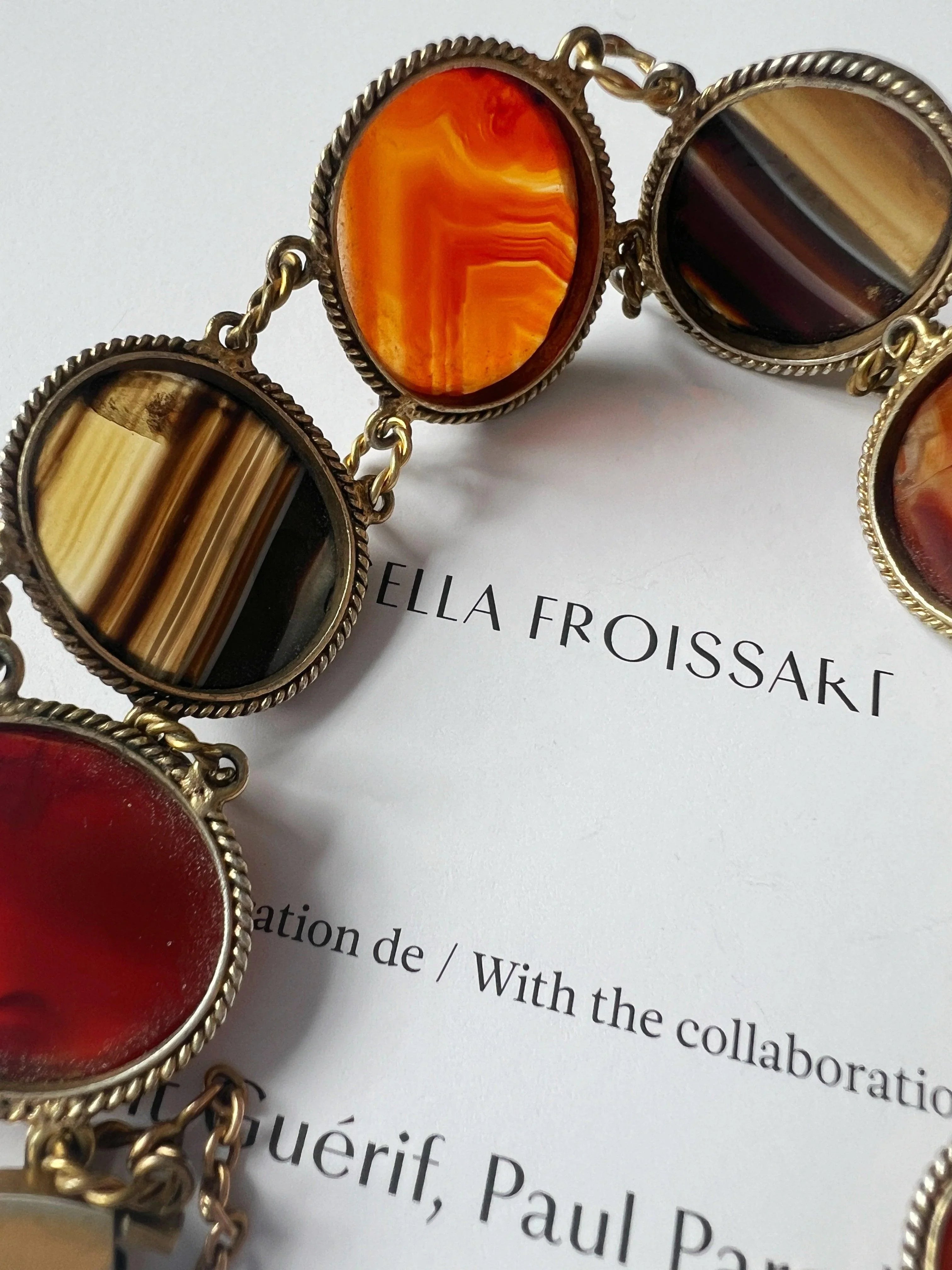 Antique agate link bracelet in Vermeil (Gold on Silver) - Curiously timeless