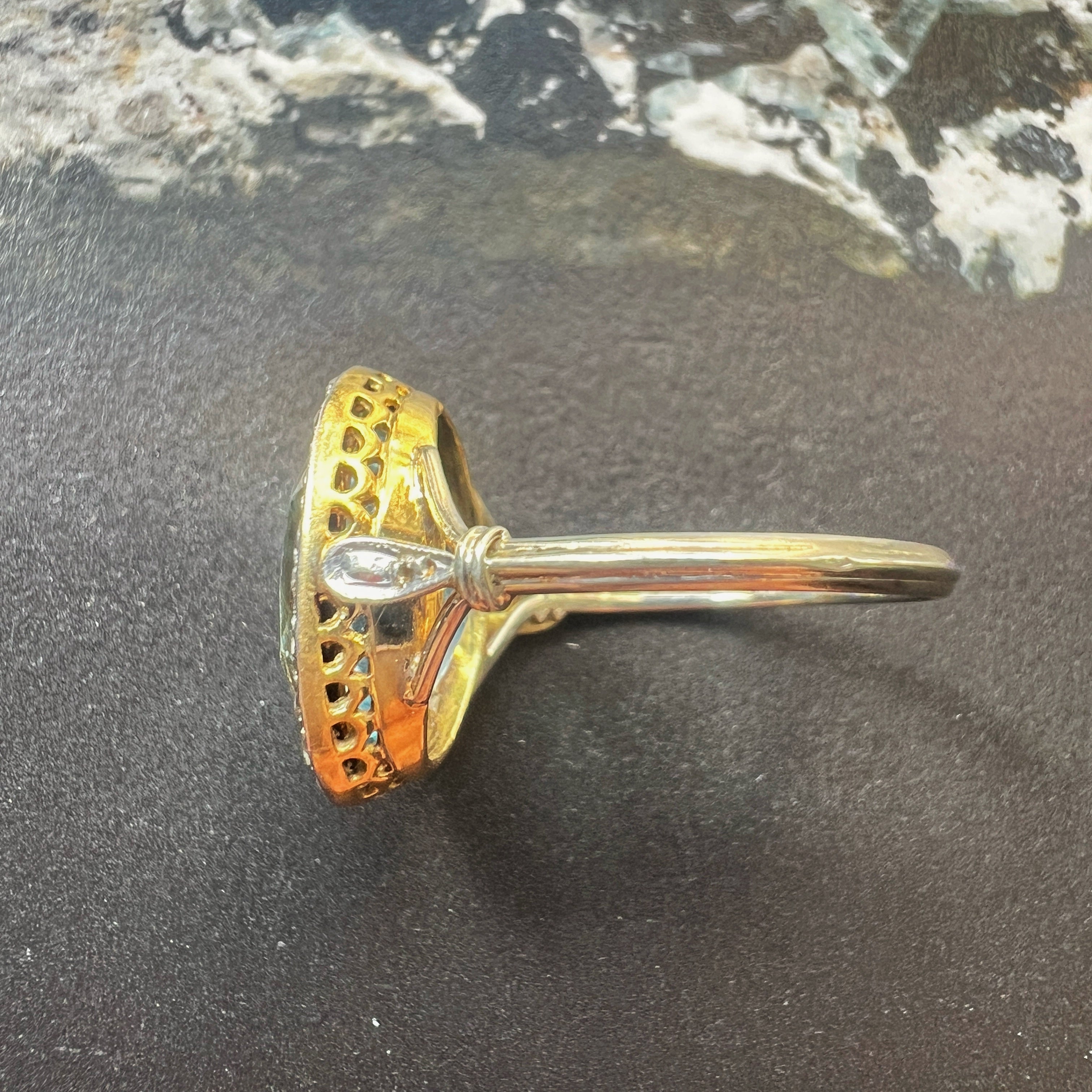 Edwardian era 18K Gold Aquamarine Diamond Ring