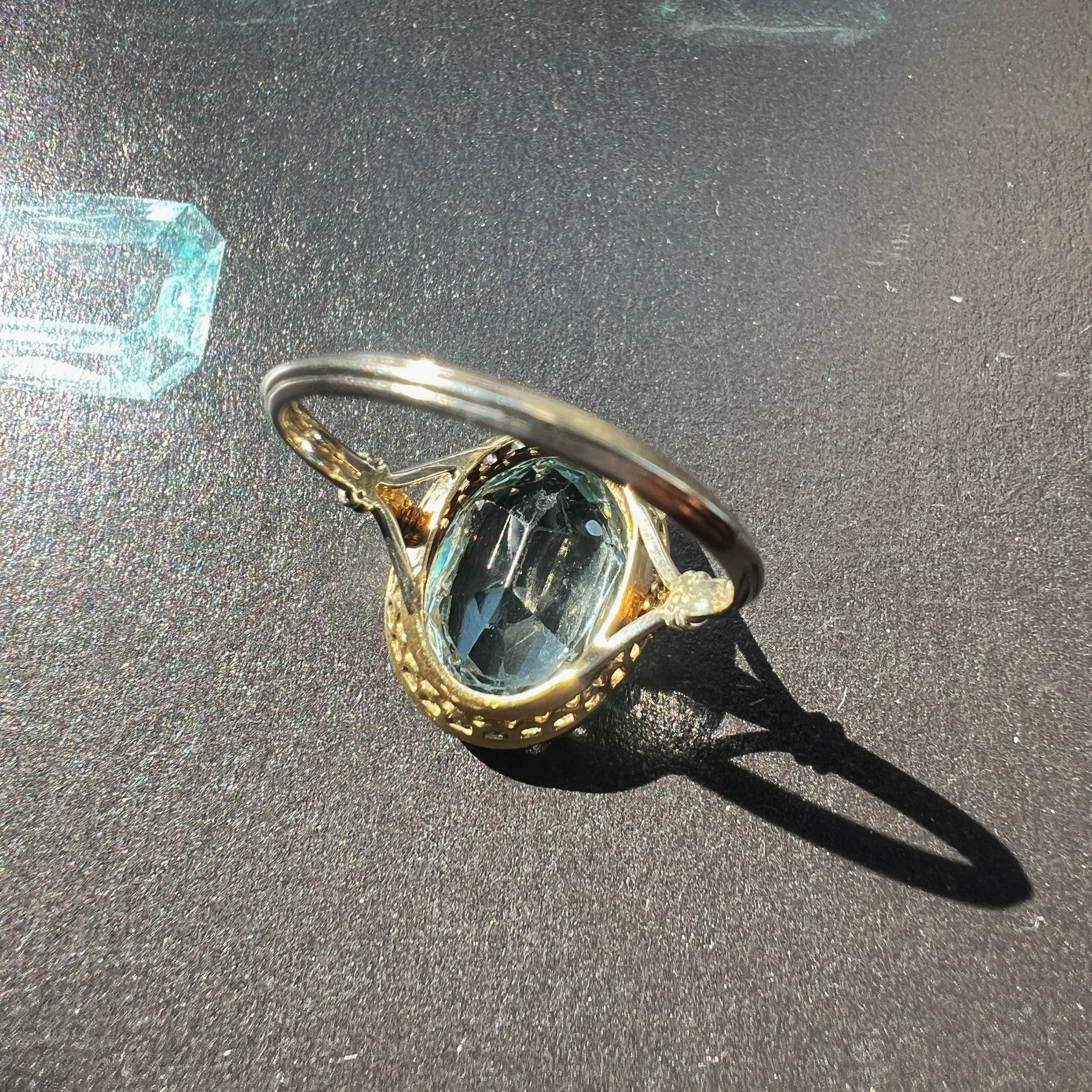 Edwardian era 18K Gold Aquamarine Diamond Ring