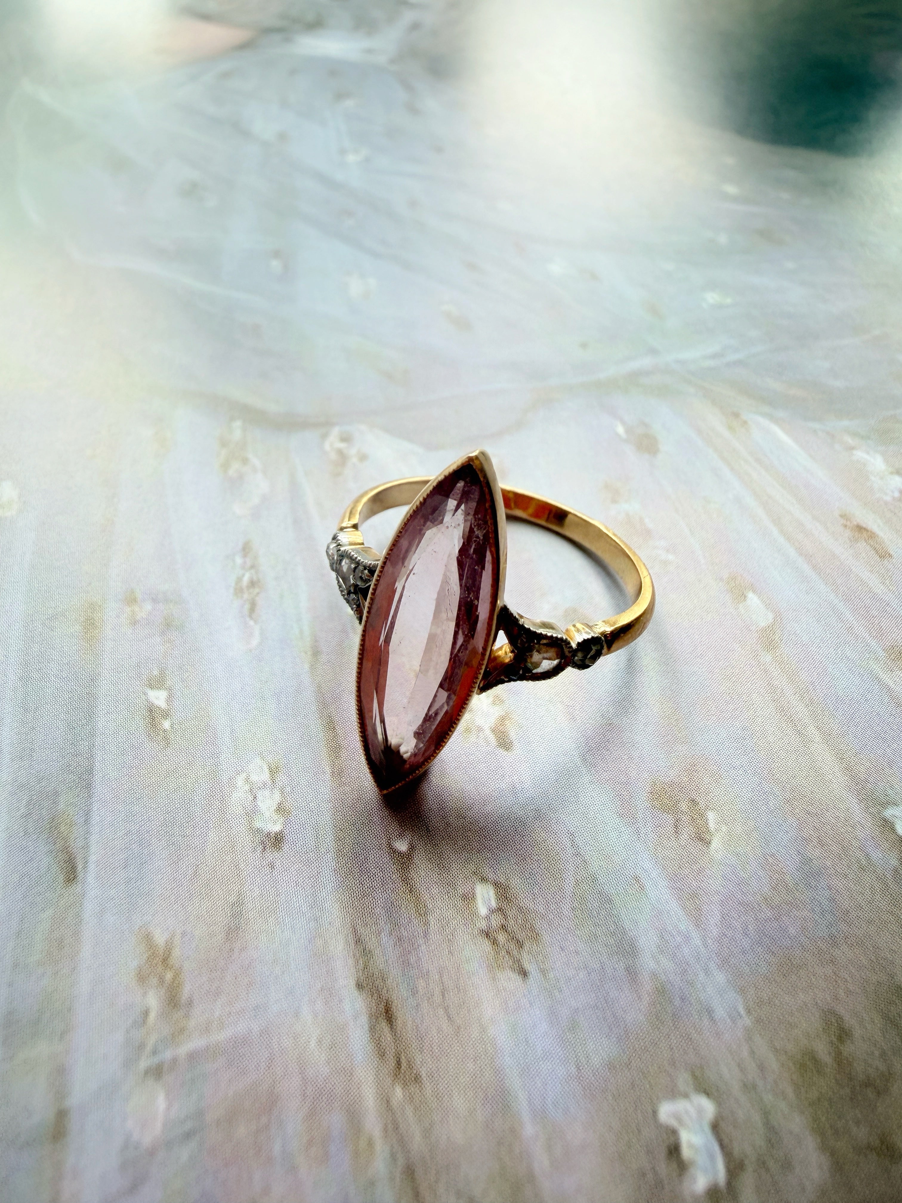 Reserved-Victorian era 18K gold amethyst marquise ring