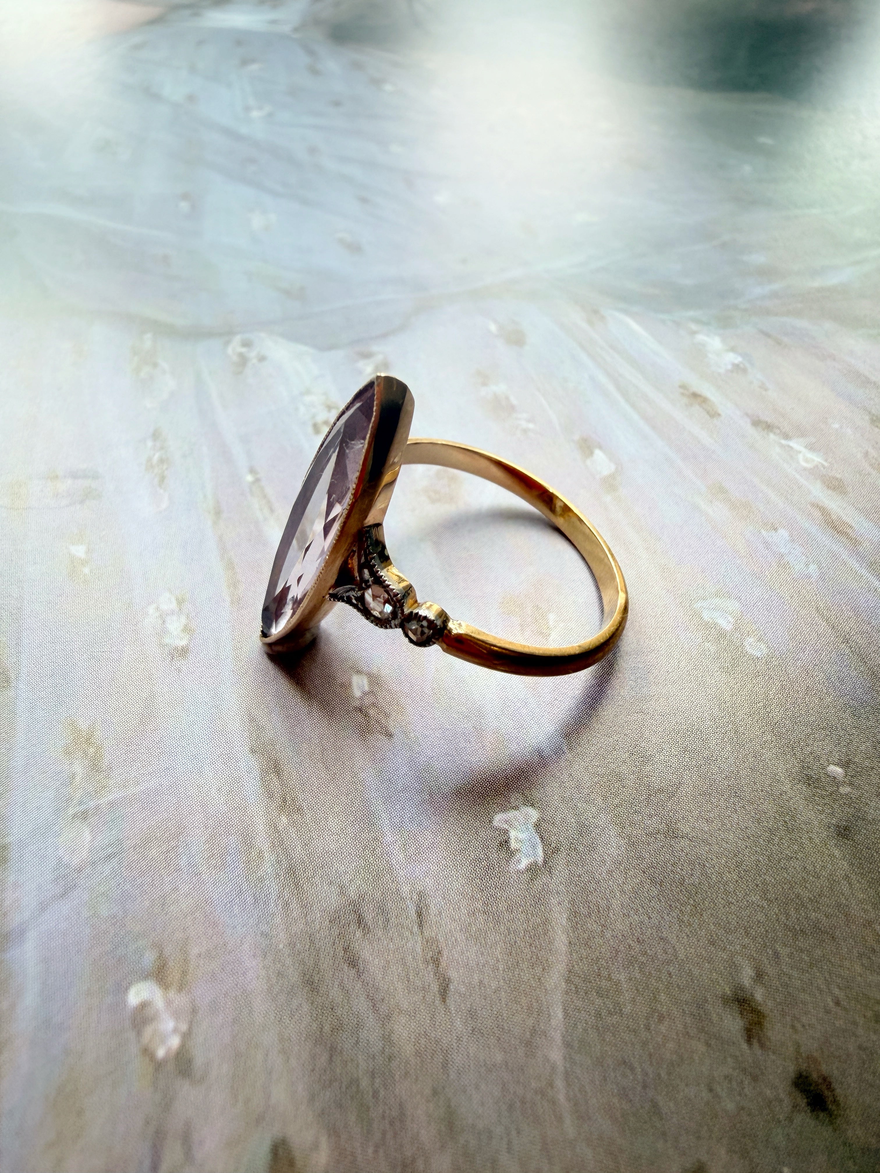 Reserved-Victorian era 18K gold amethyst marquise ring