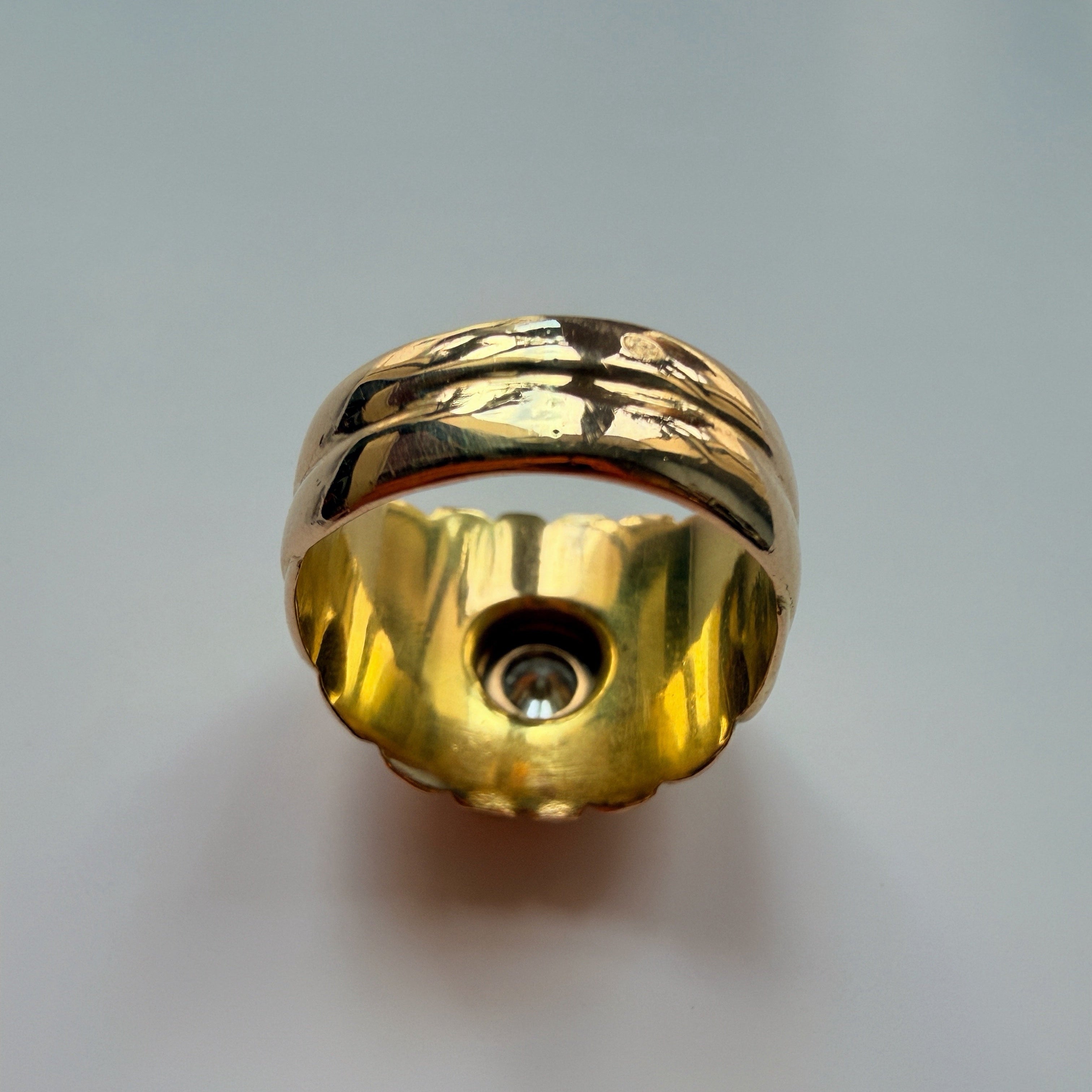 Vintage Retro Mid-Century 18K Gold Diamond Daisy Ring