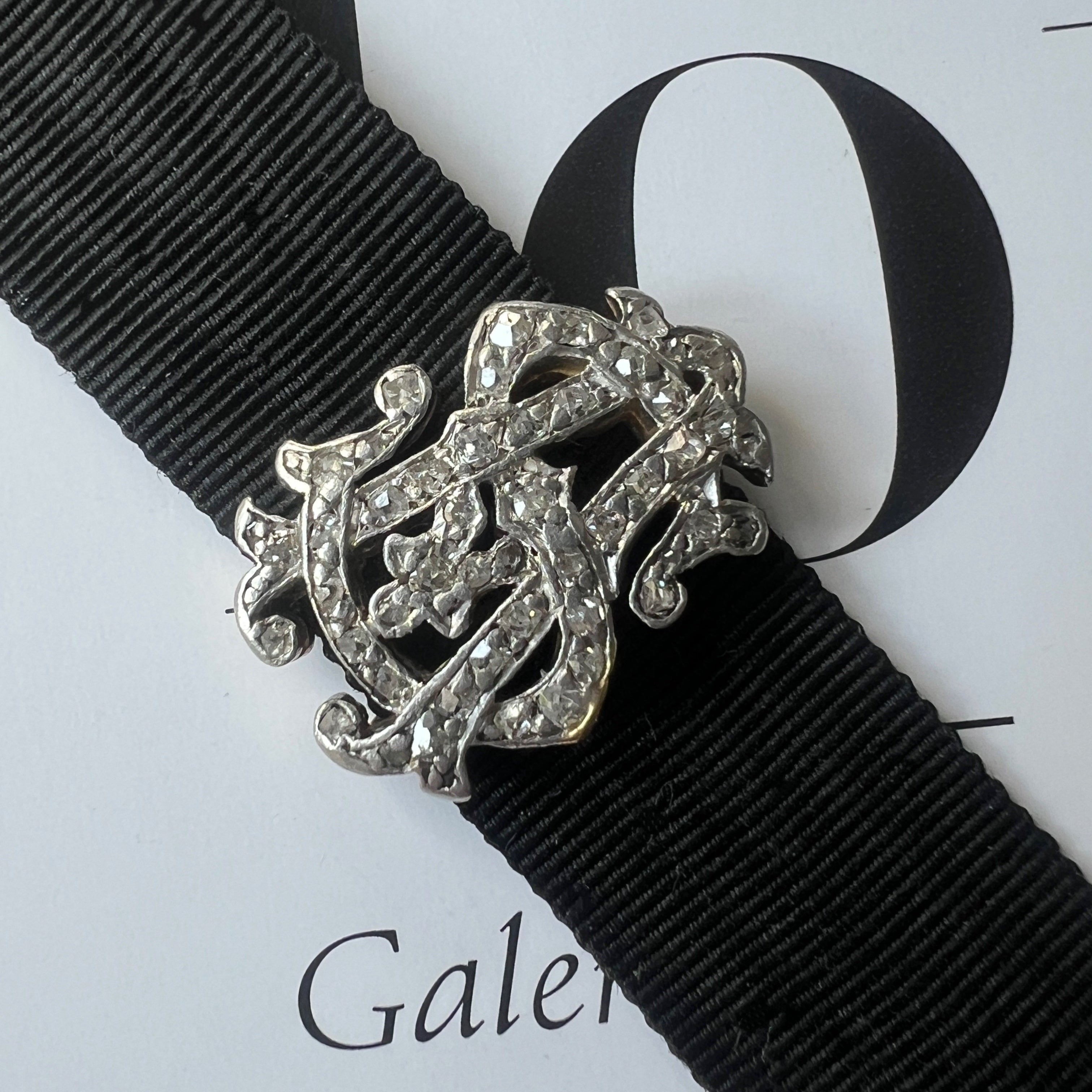 Victorian era 18K gold diamond “AS” or “VS” monograms bracelet
