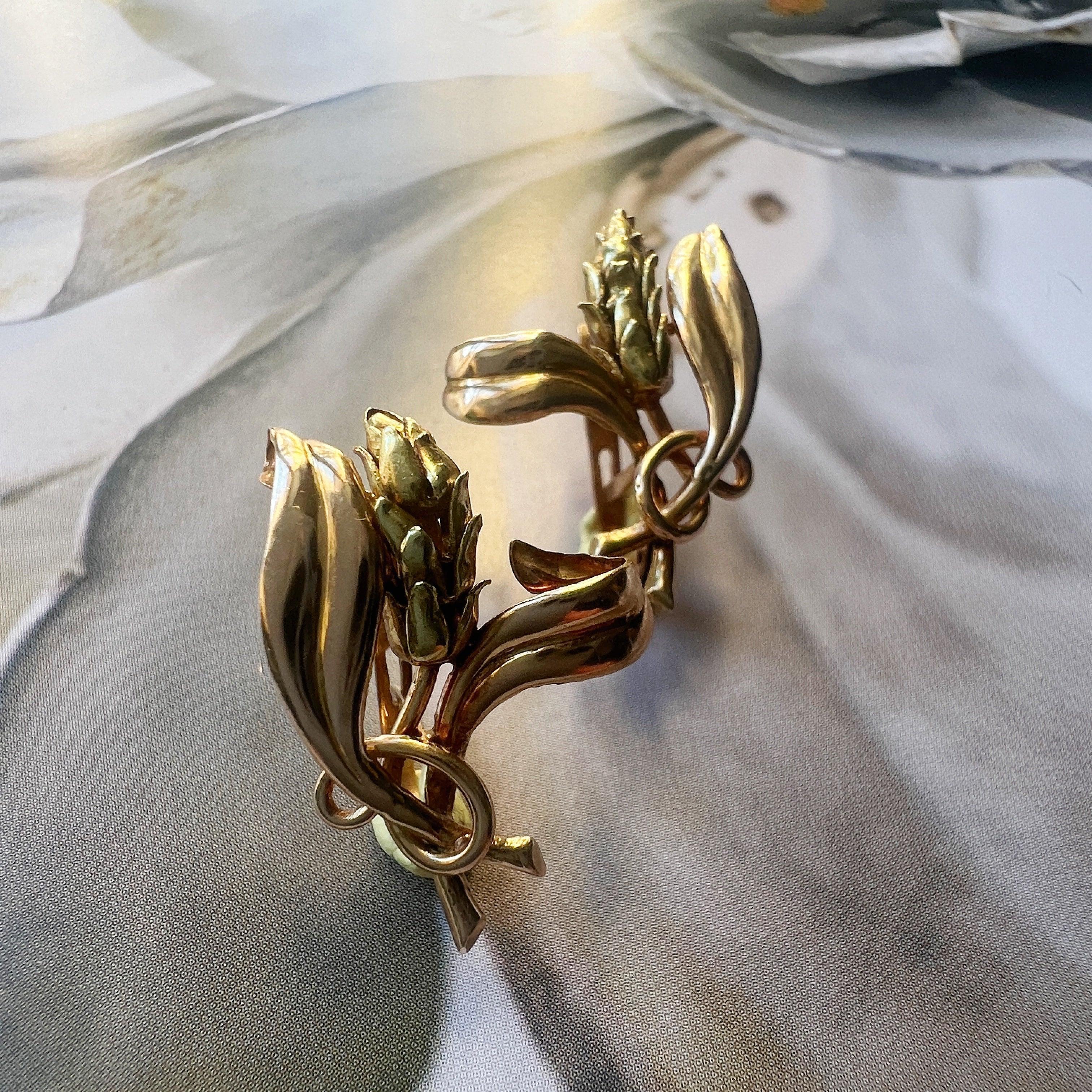 Vintage 18K gold wheat earrings - Curiously timeless