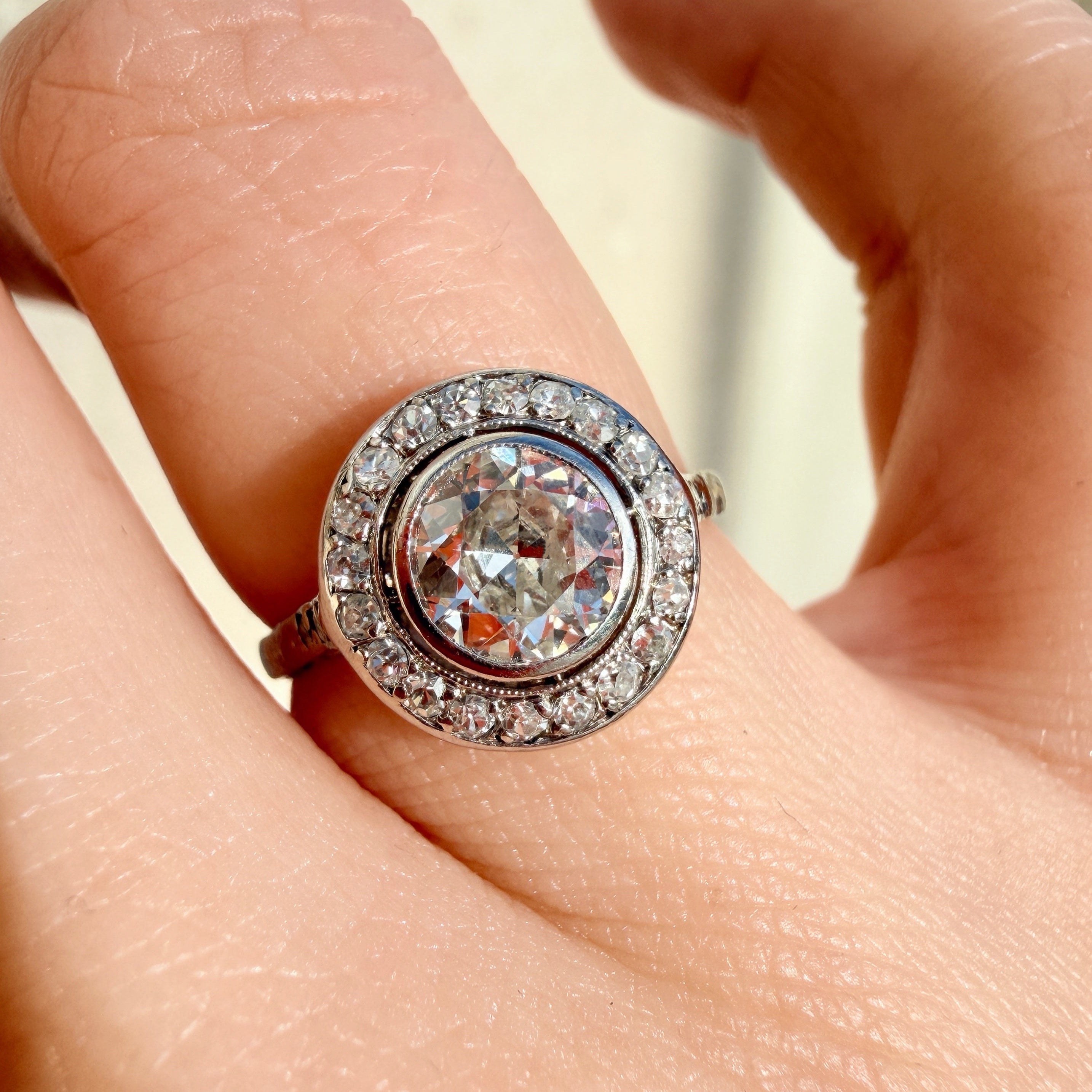 Early 20th century platinum old European cut diamond ring