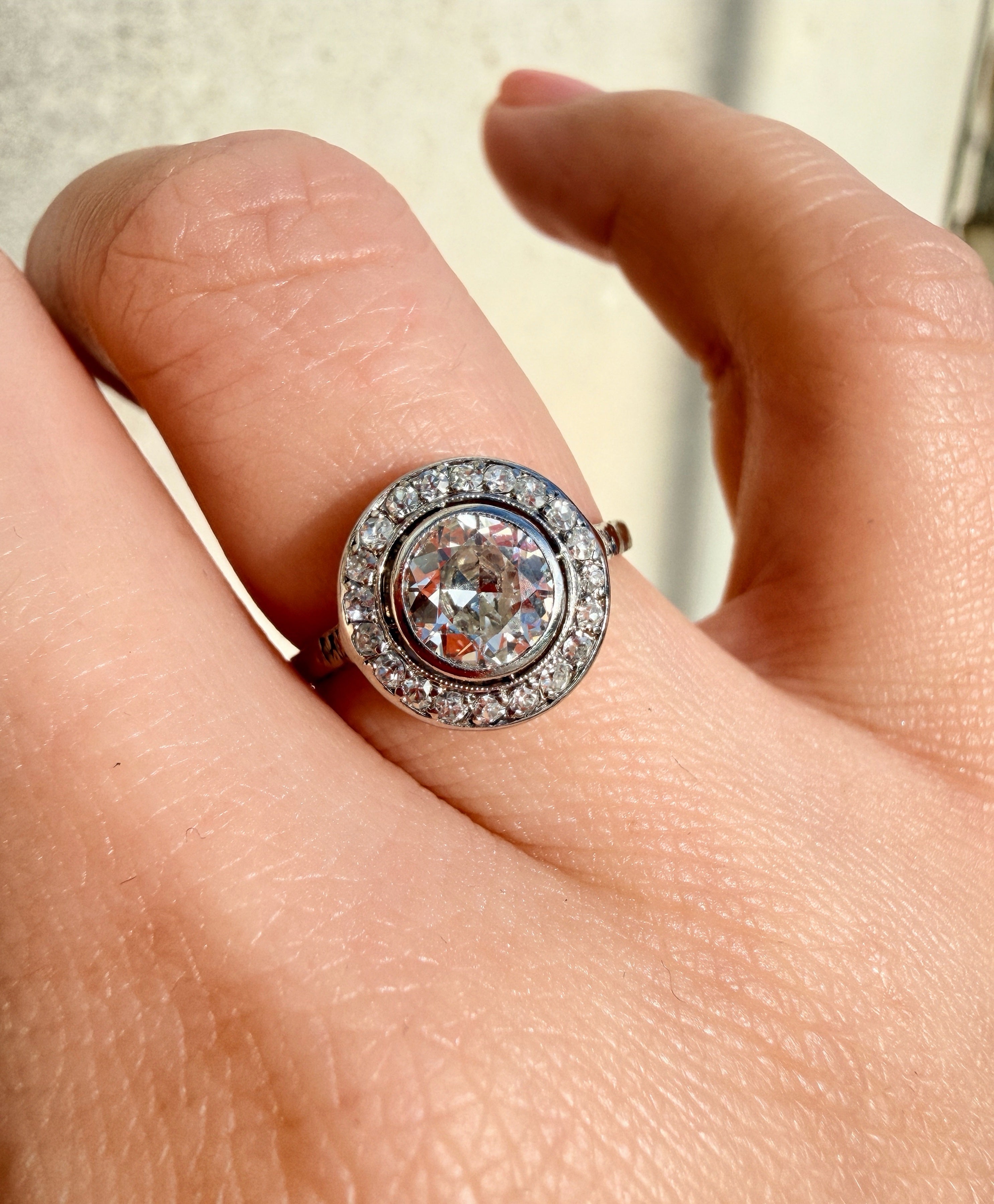 Early 20th century platinum old European cut diamond ring