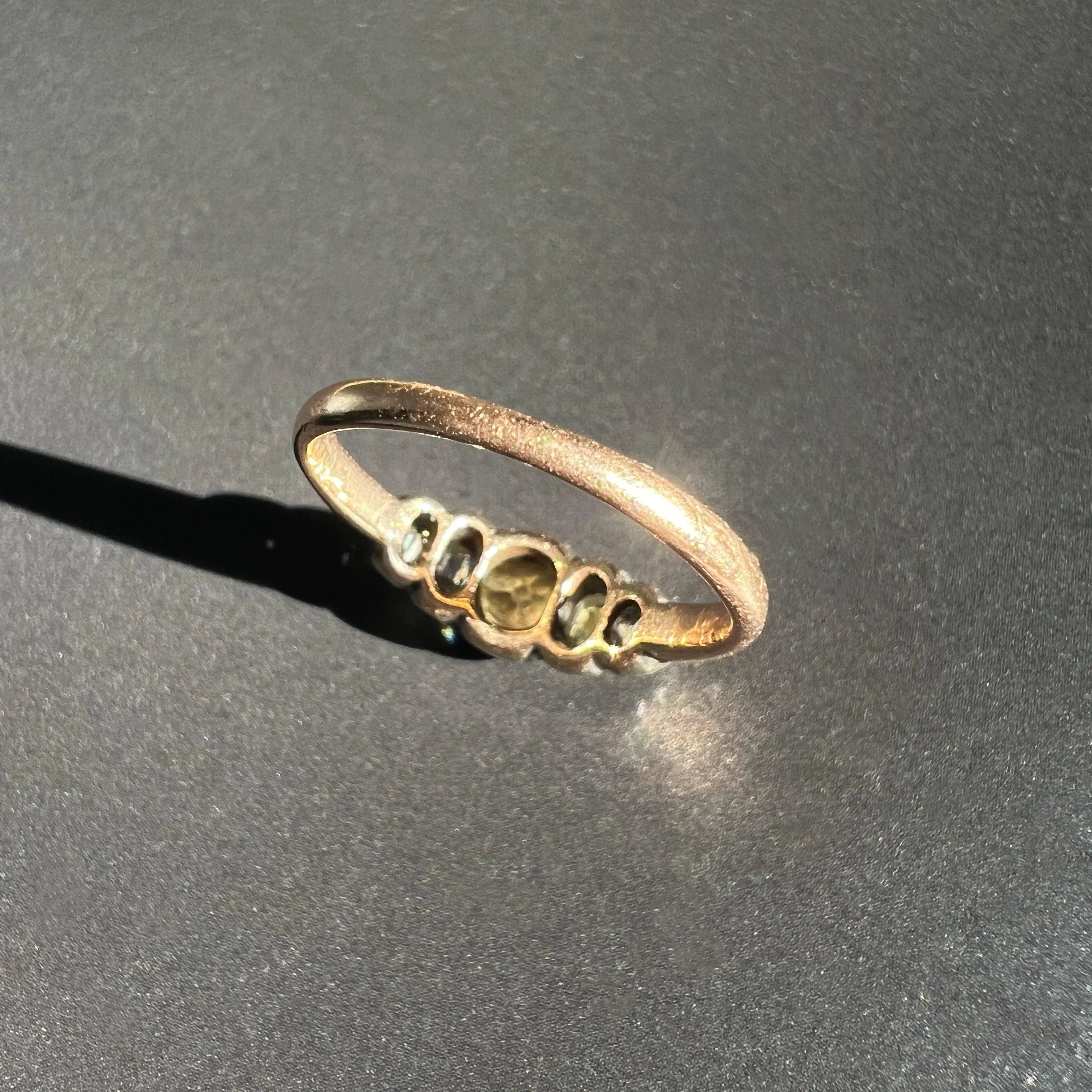 Antique 18K gold old mine cut diamond half hoop ring - Curiously timeless