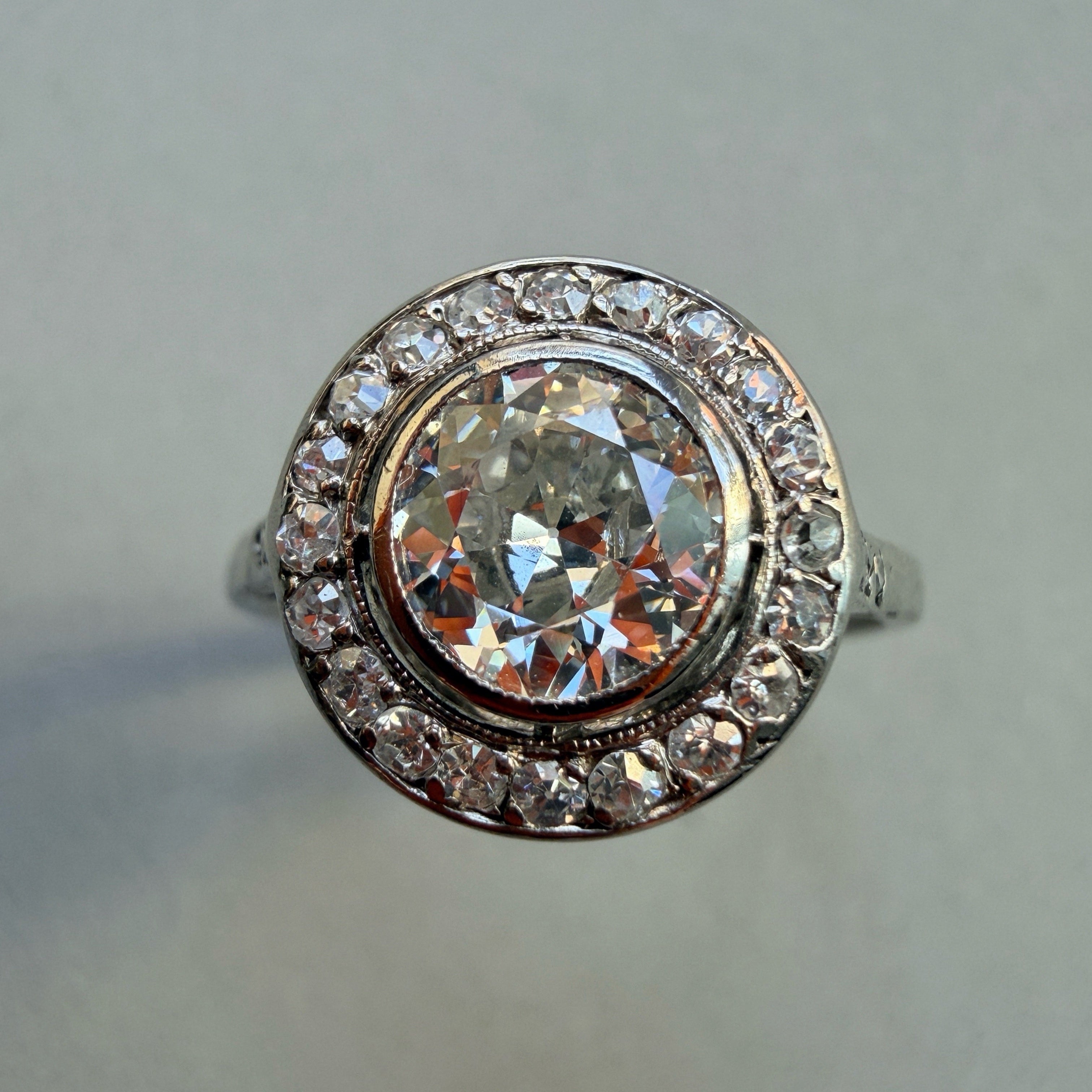 Early 20th century platinum old European cut diamond ring