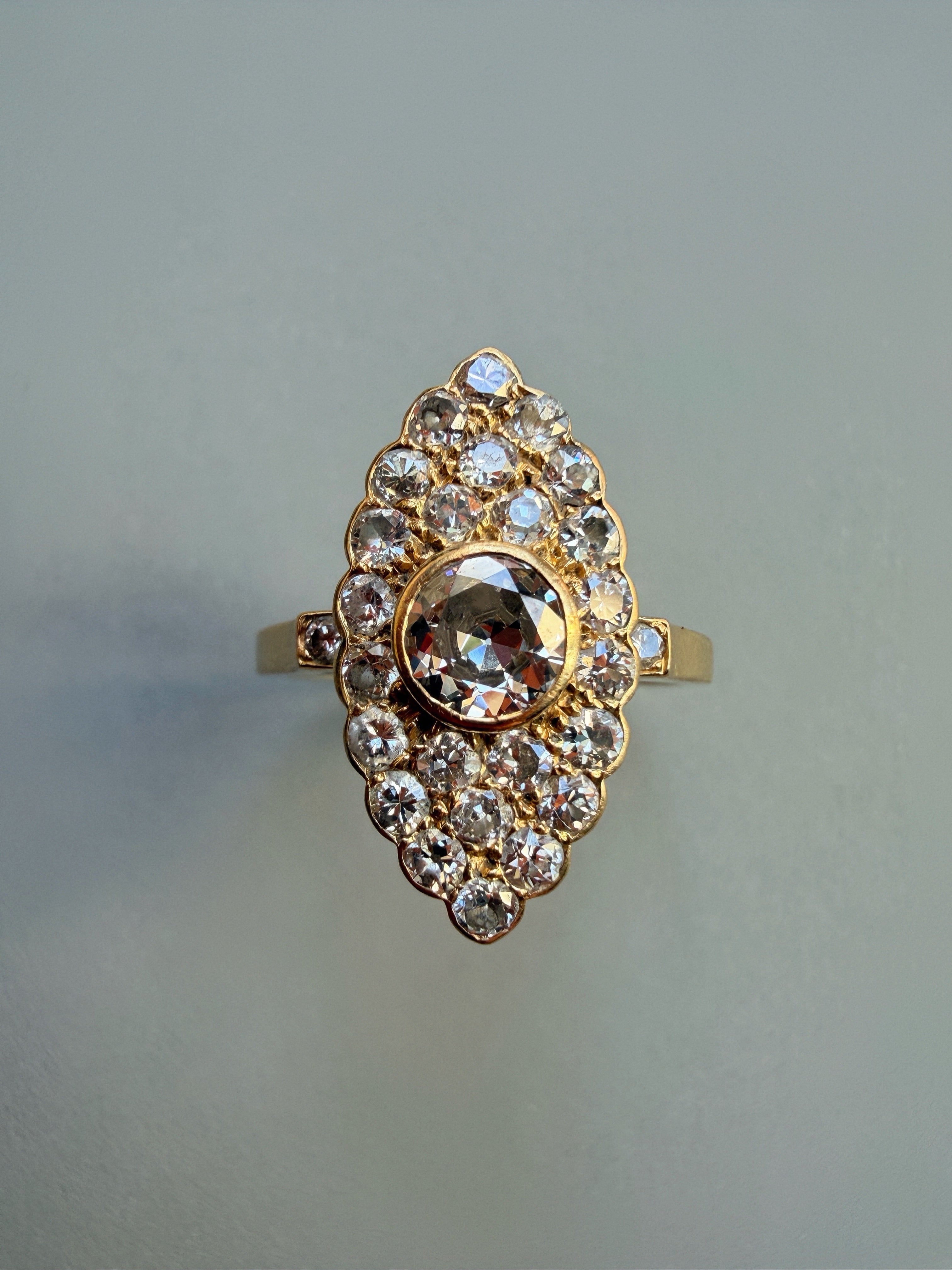 Early 20th century 18K yellow gold old cut diamond ring