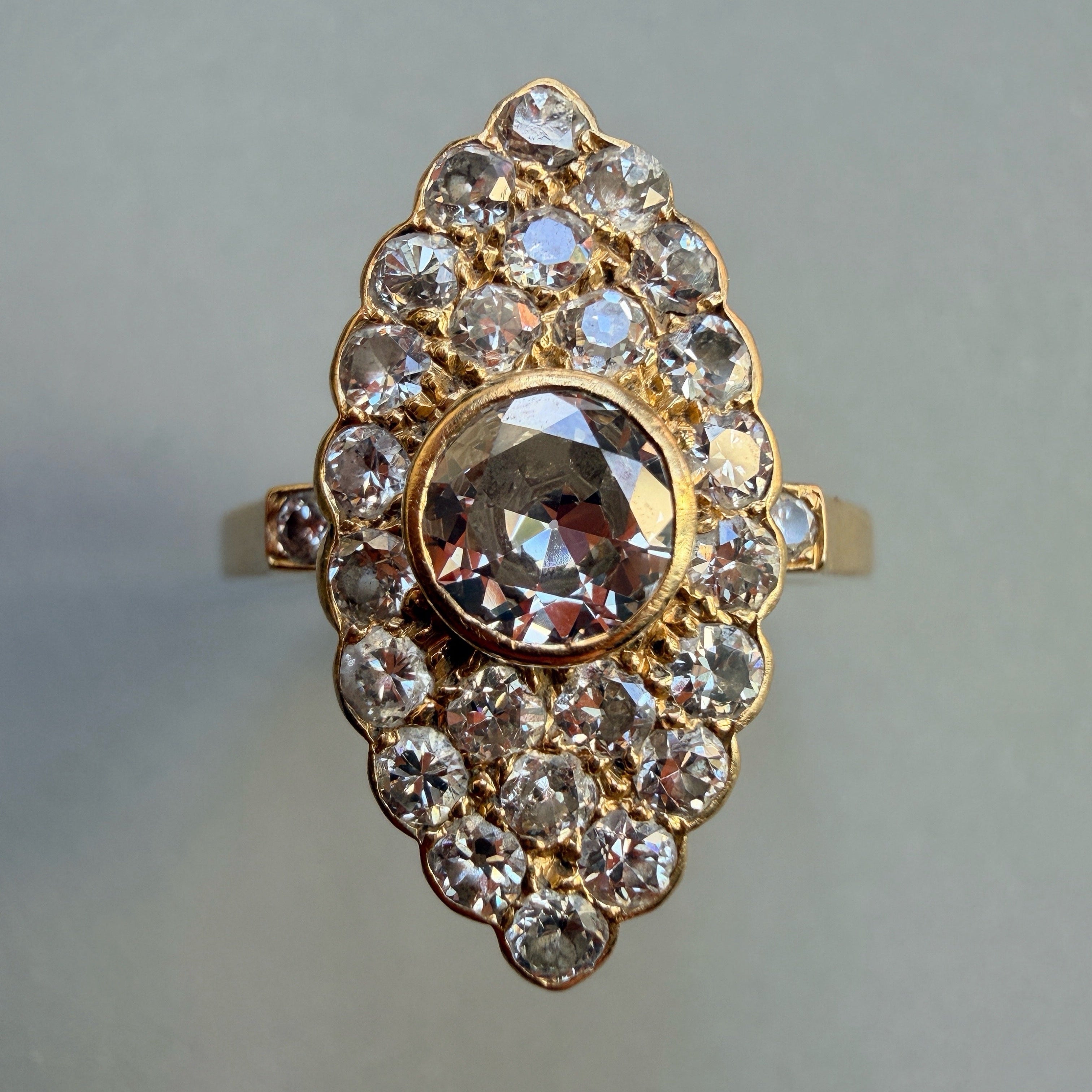 Early 20th century 18K yellow gold old cut diamond ring