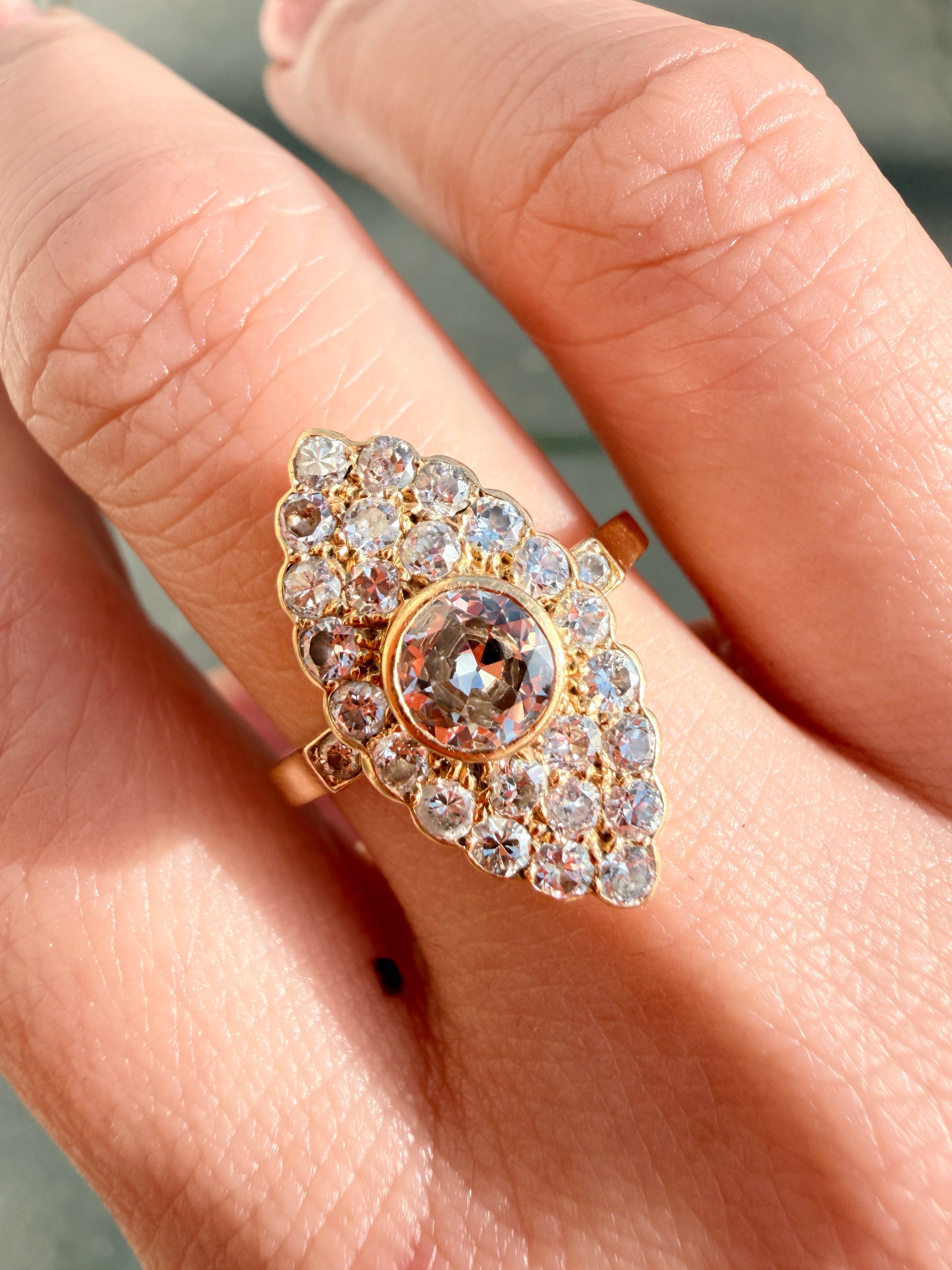 Early 20th century 18K yellow gold old cut diamond ring