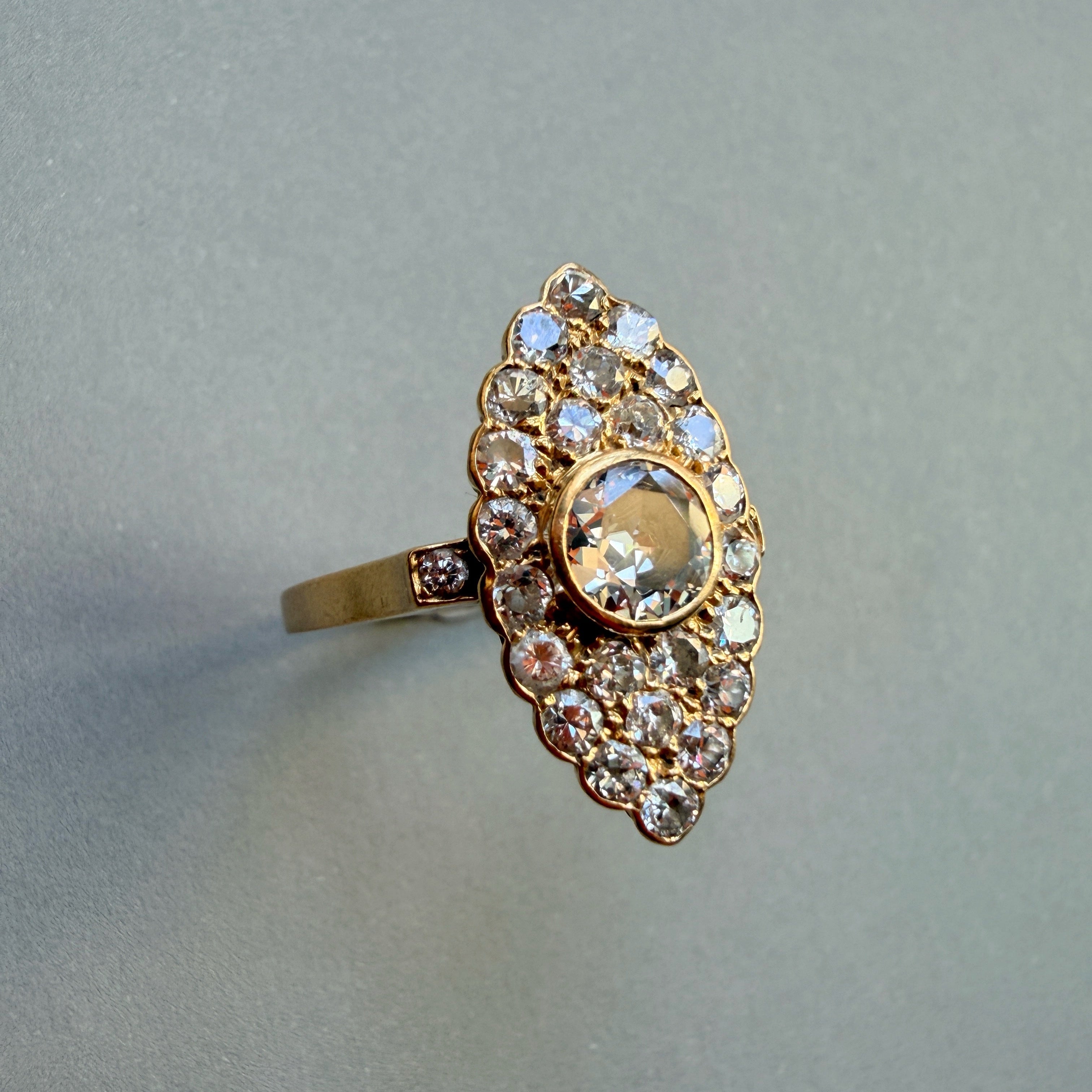 Early 20th century 18K yellow gold old cut diamond ring