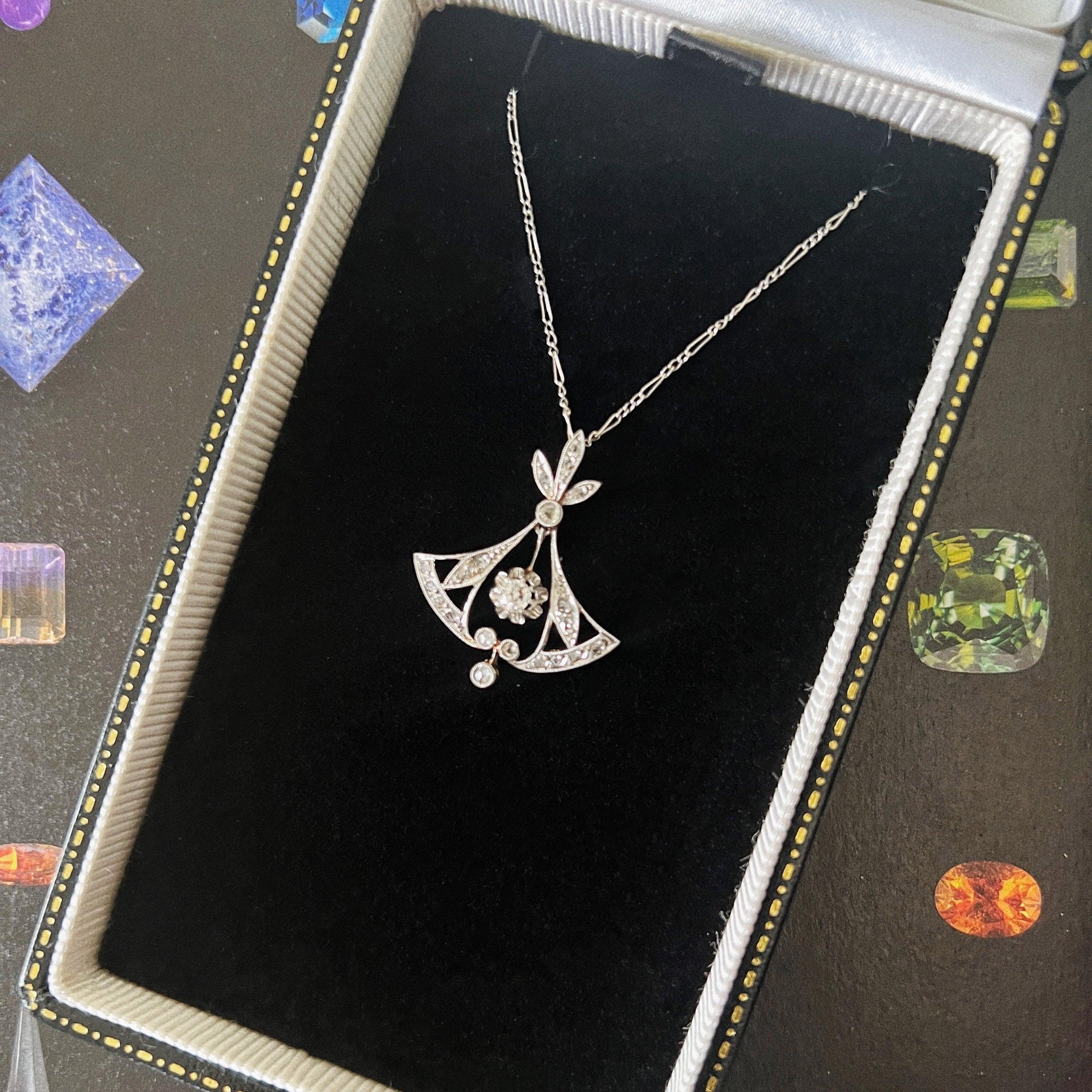 Edwardian/Belle Epoque 18K gold platinum diamond necklace - Curiously timeless