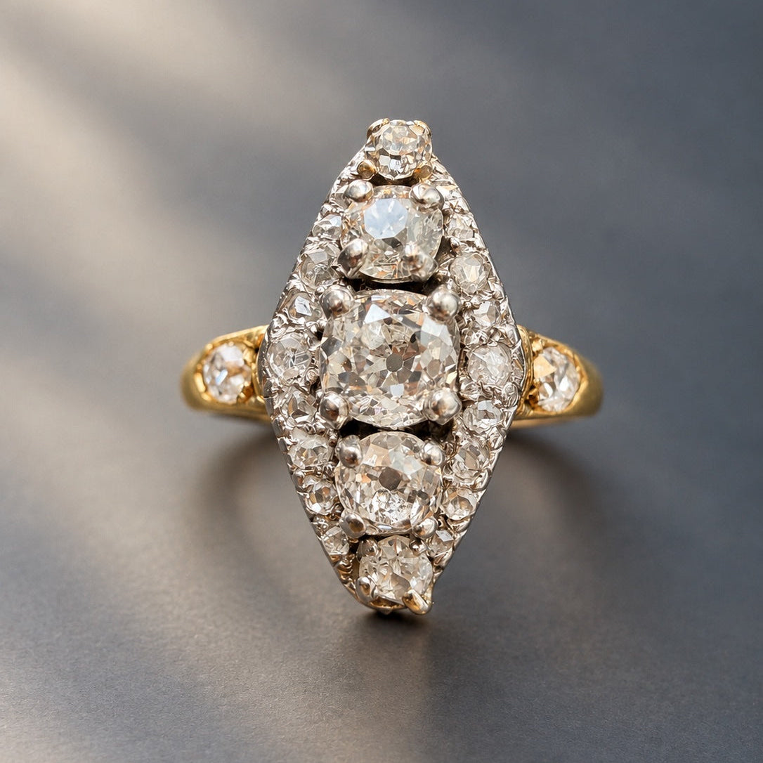 Antique French work 18K gold Diamond Ring 0.75 Carat