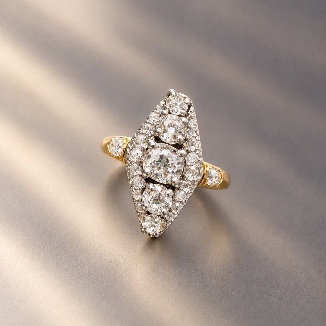 Antique French work 18K gold Diamond Ring 0.75 Carat