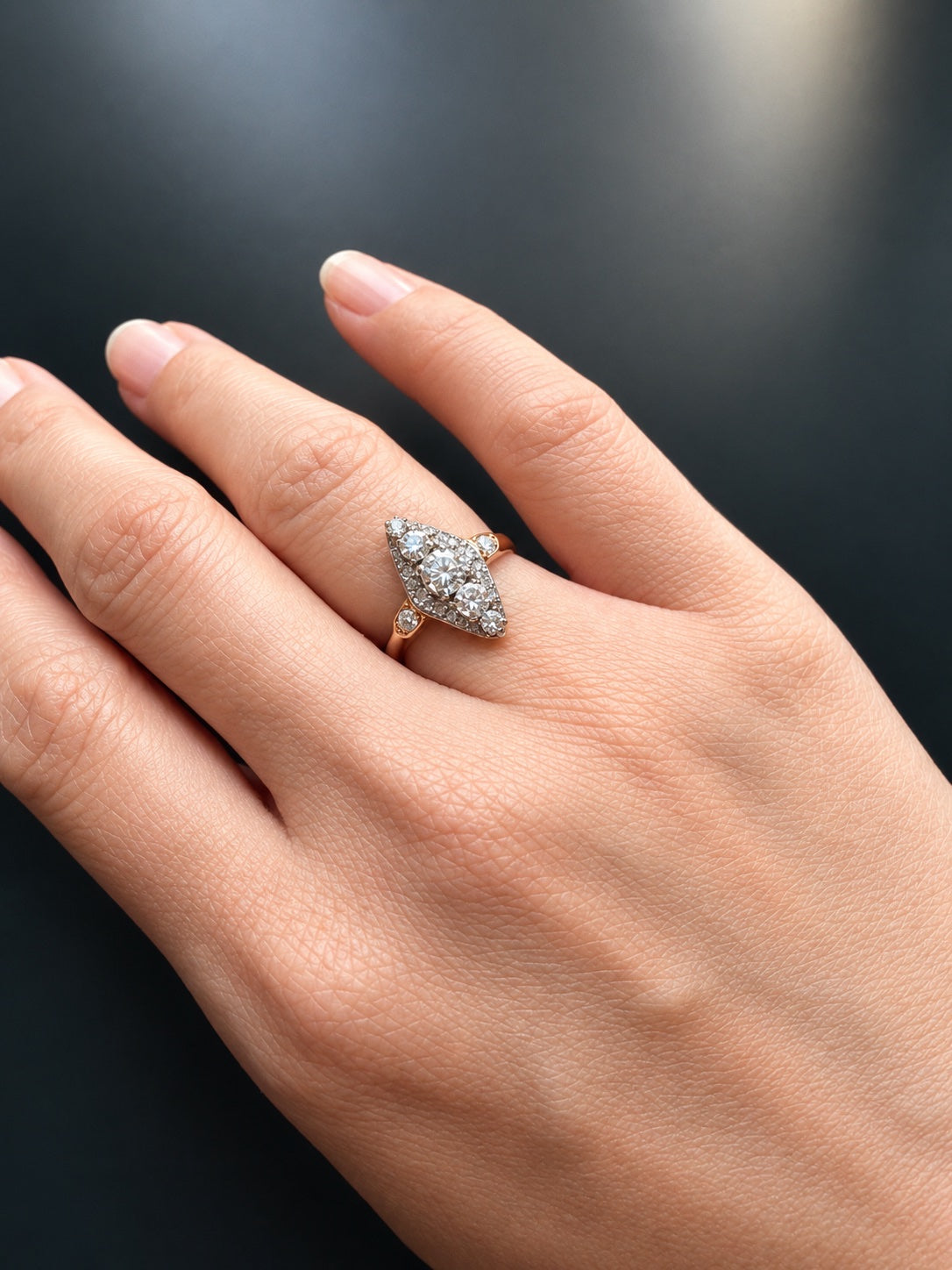 Antique French work 18K gold Diamond Ring 0.75 Carat