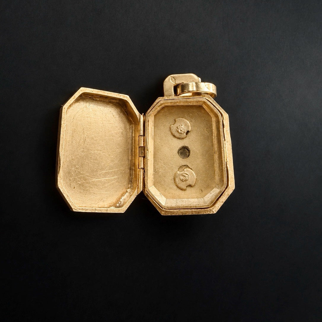 Antique French 18K Gold Diamond Star Locket Pendant