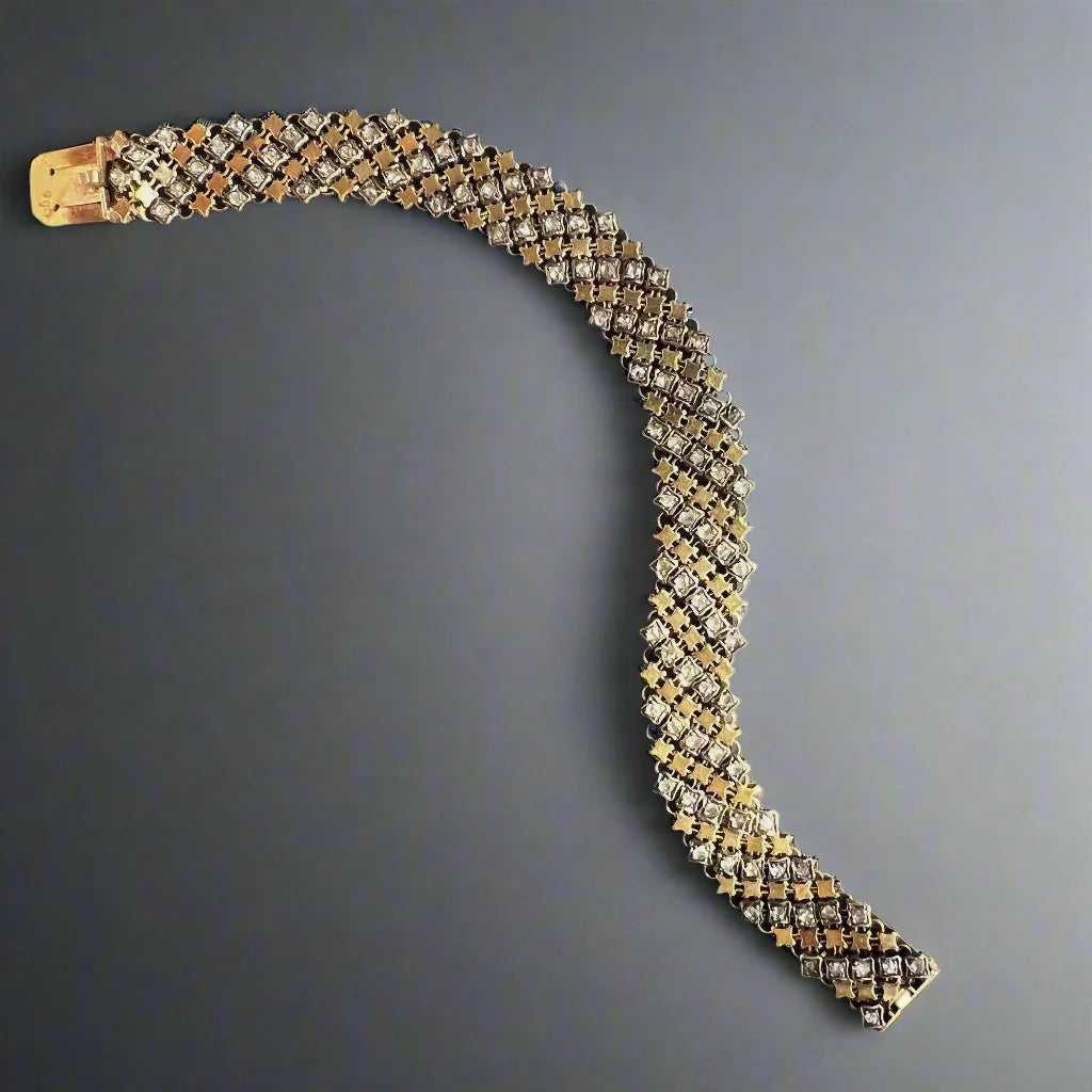 Antique Victorian 18K gold diamond bracelet