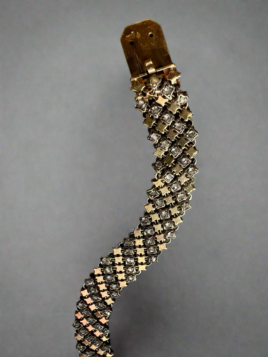 Antique Victorian 18K gold diamond bracelet