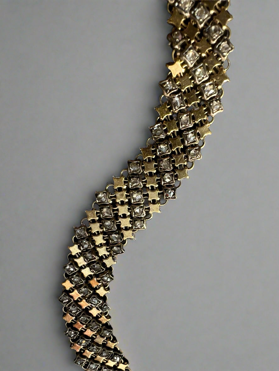 Antique Victorian 18K gold diamond bracelet