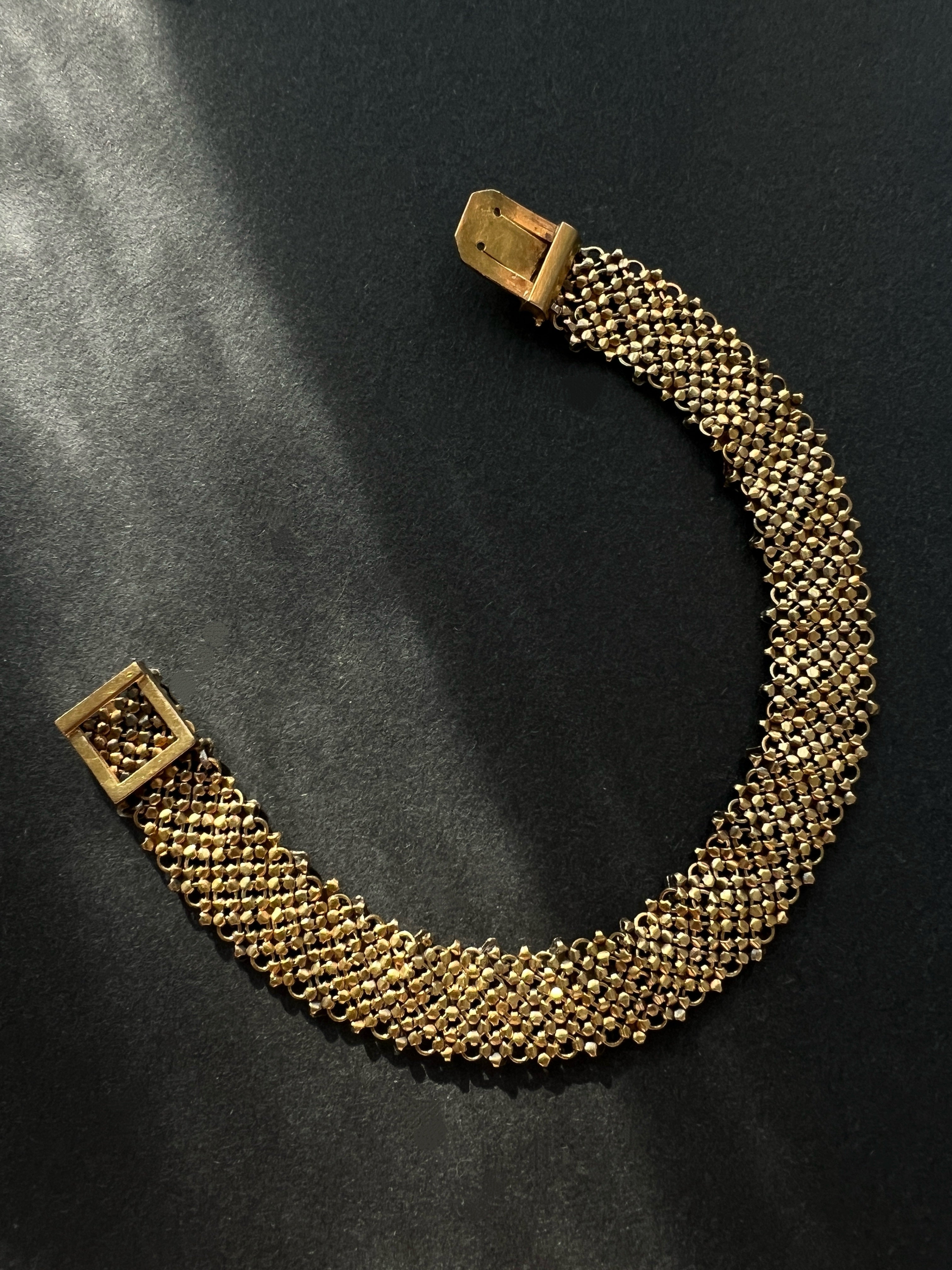 Antique Victorian 18K gold diamond ribbon bracelet