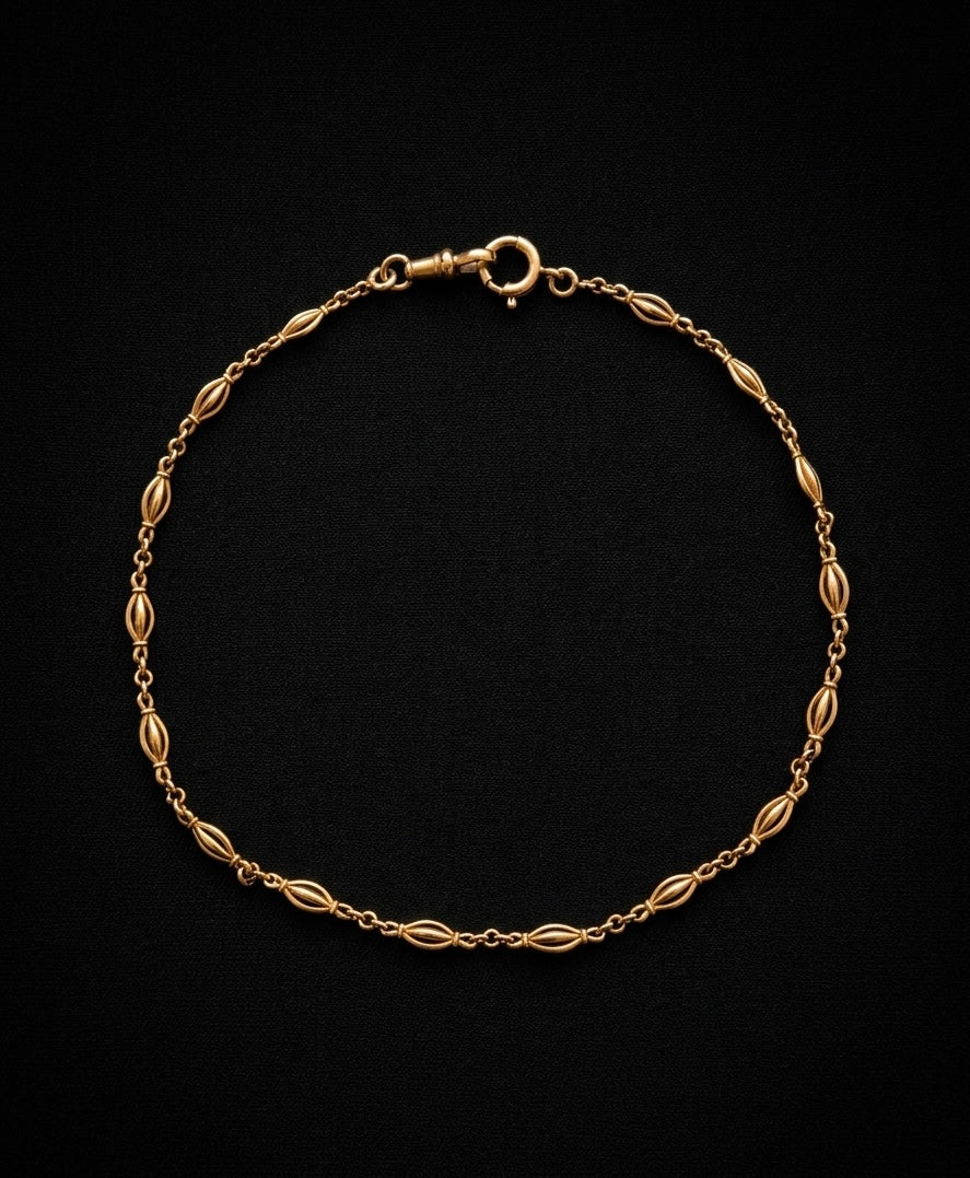 French antique solid 18K yellow gold watch chain necklace