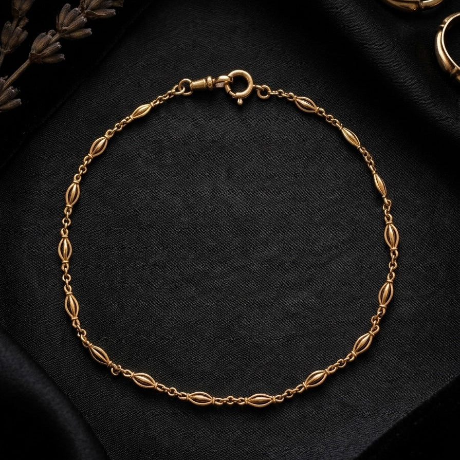 French antique solid 18K yellow gold watch chain necklace