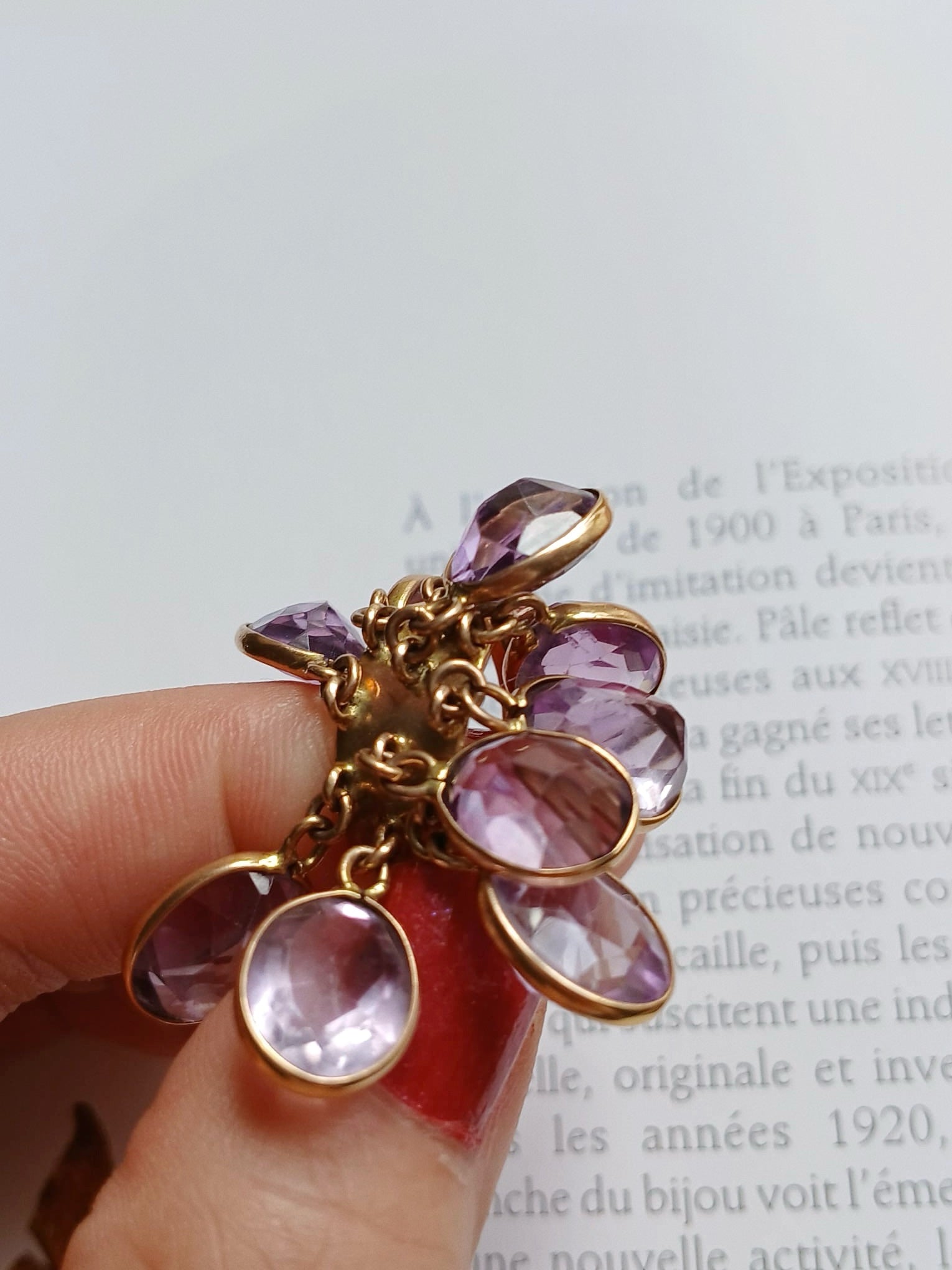 French 18K Yellow Gold Amethyst Tassel Ring