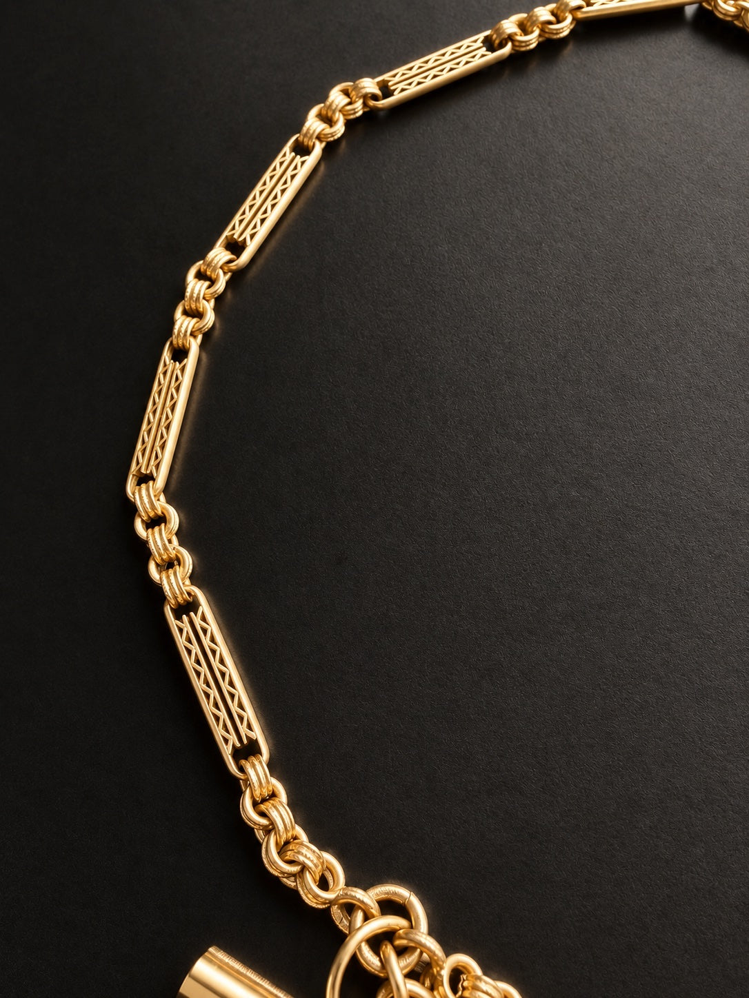 French Antique 19.3g 18K Gold Watch Chain with Locket