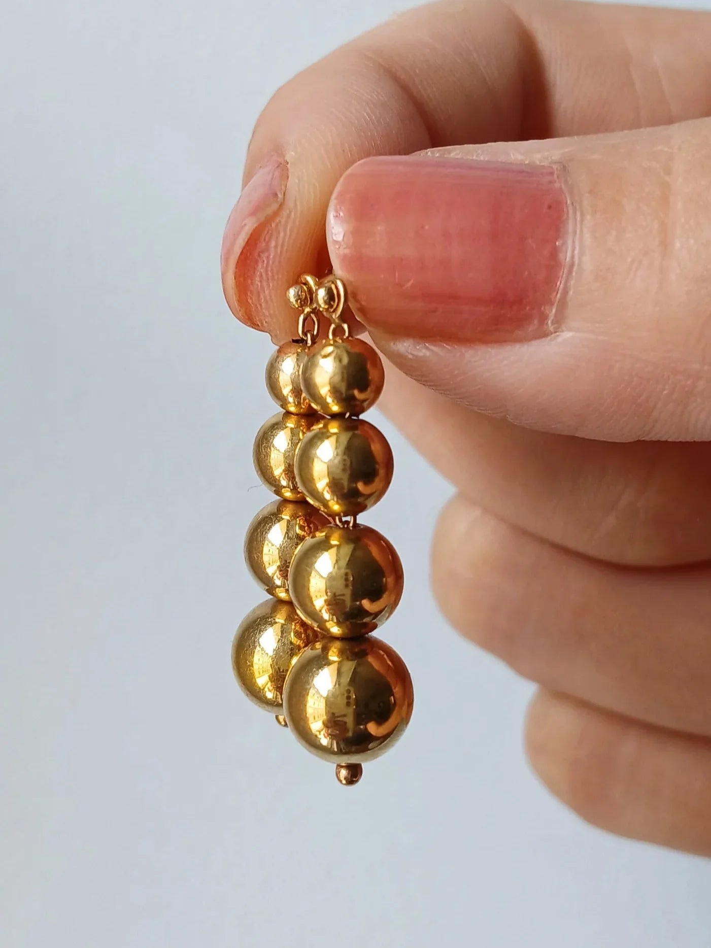 French vintage 18K gold graduated bead drop earrings