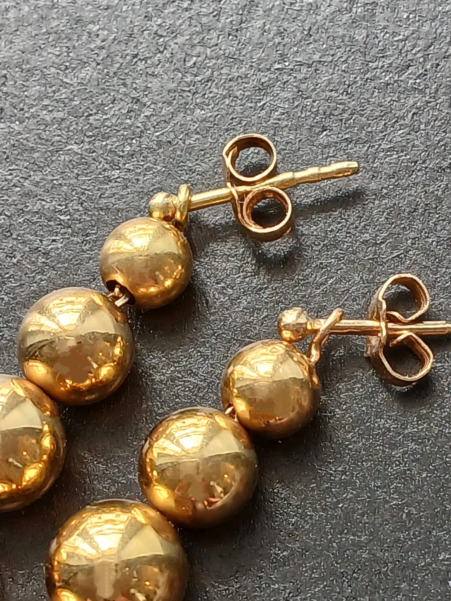 French vintage 18K gold graduated bead drop earrings
