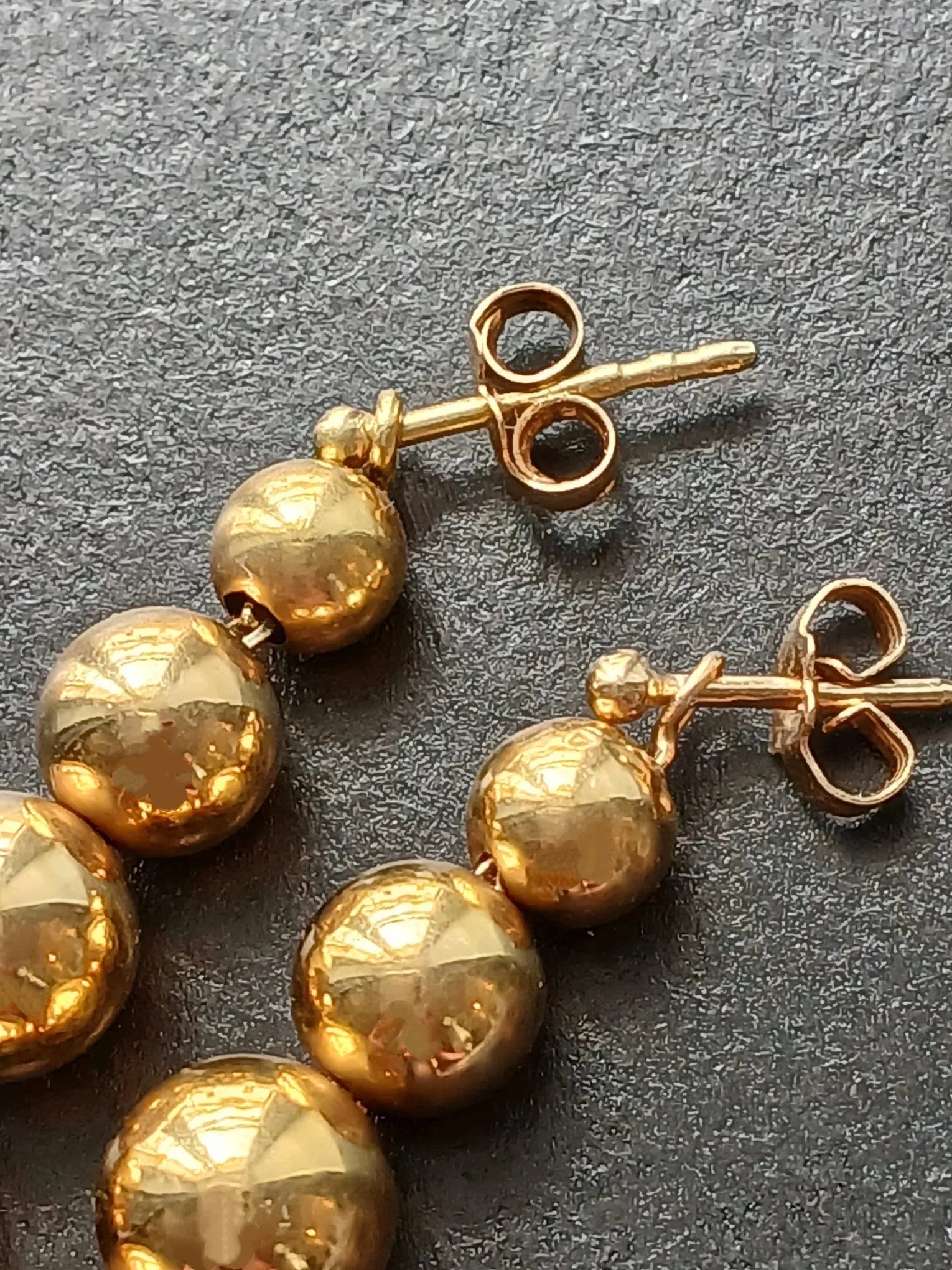 French vintage 18K gold graduated bead drop earrings