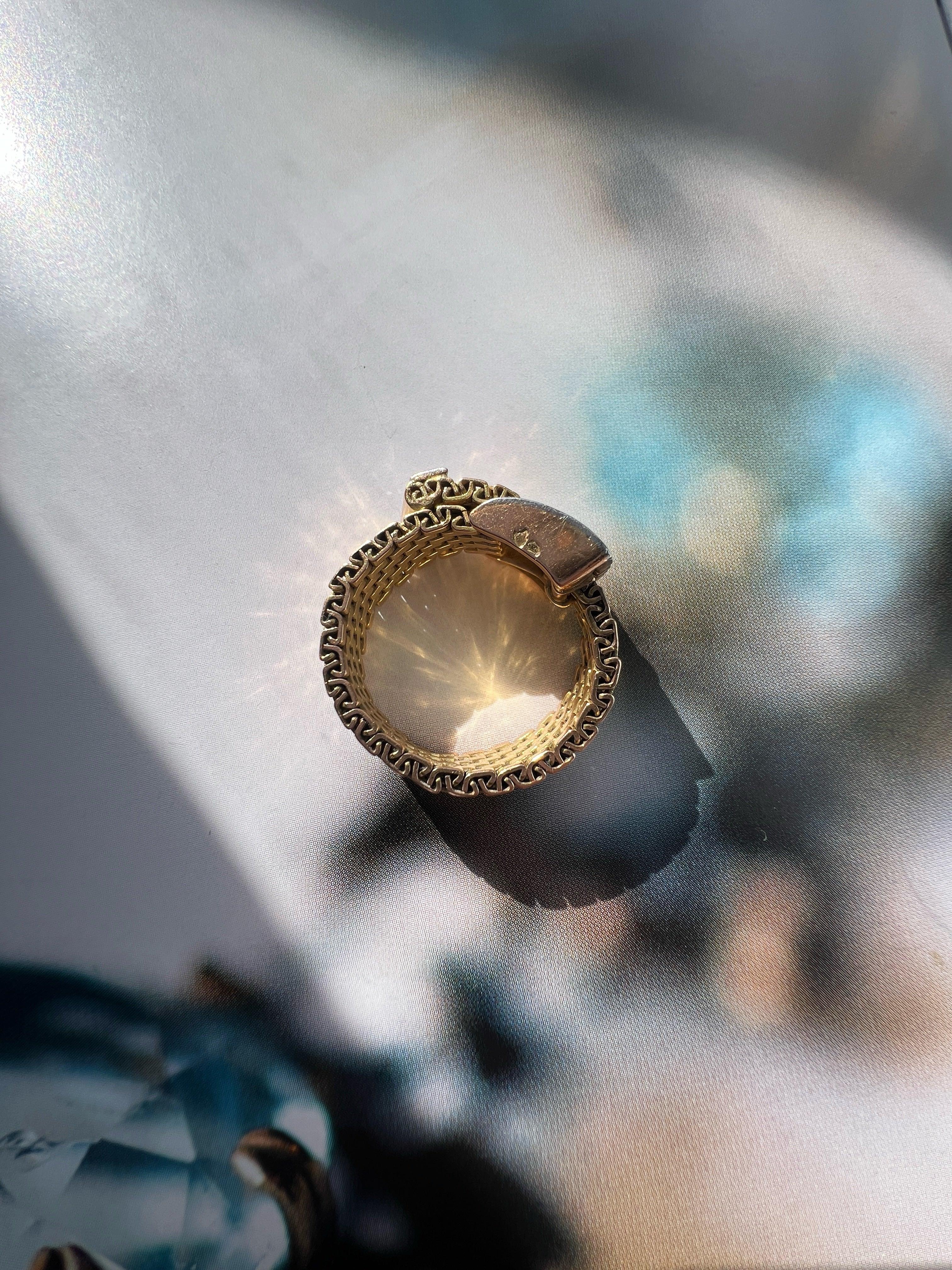 French 18K Gold Belt & Buckle Ring with Diamonds