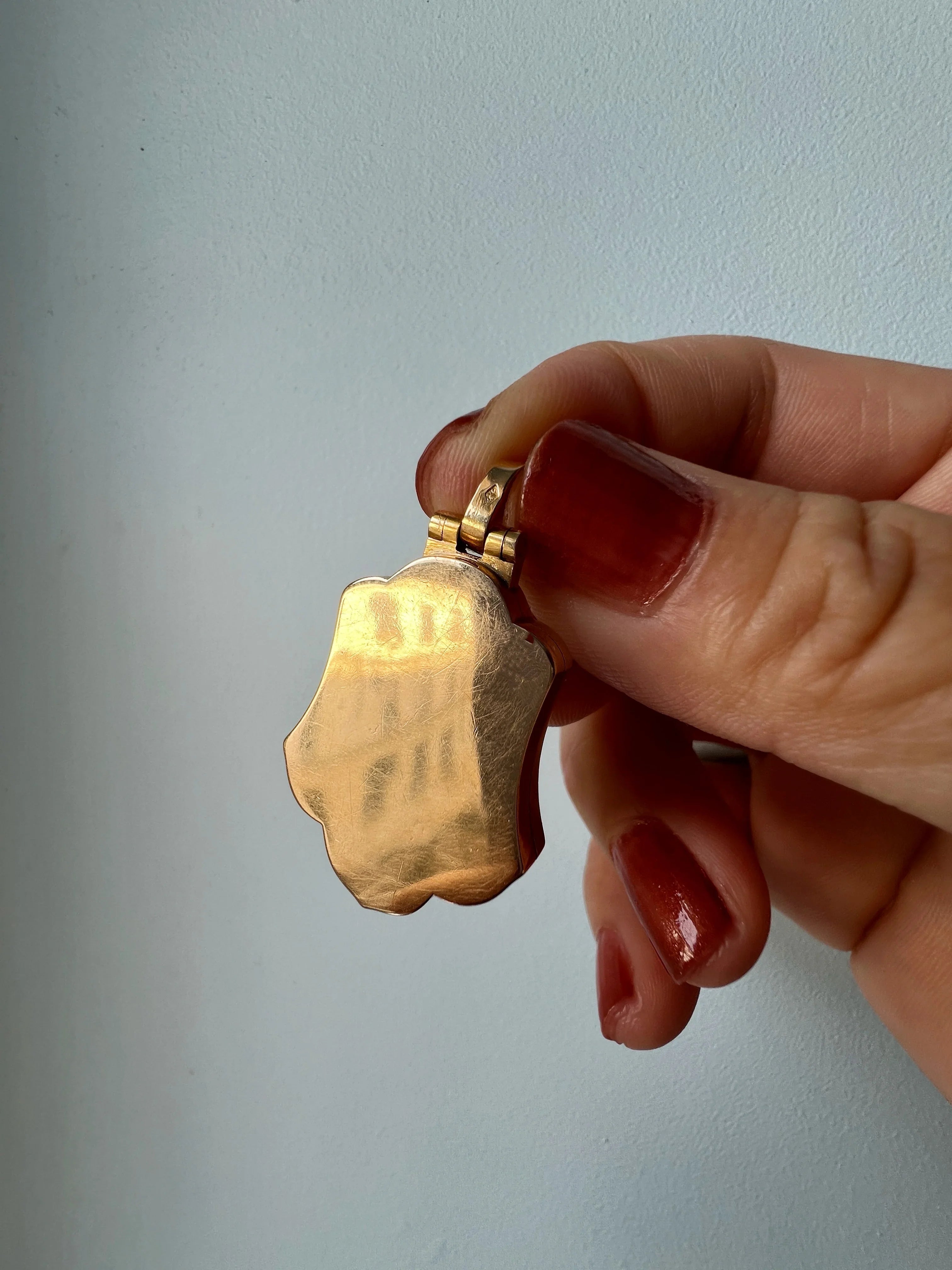 Victorian French work Fleur-de-Lys 18K Gold Locket Pendant