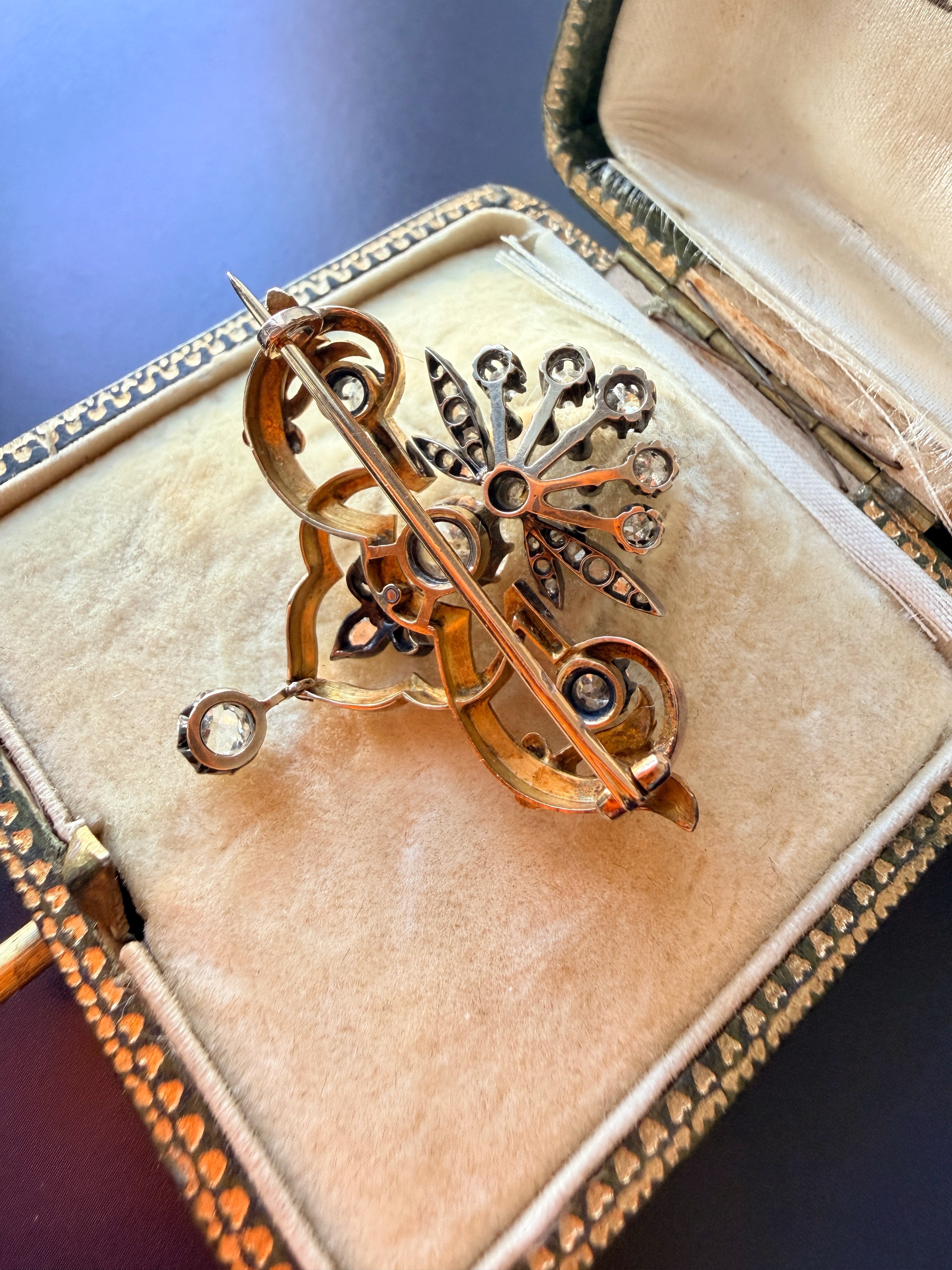 Antique French 18K gold Diamond Brooch