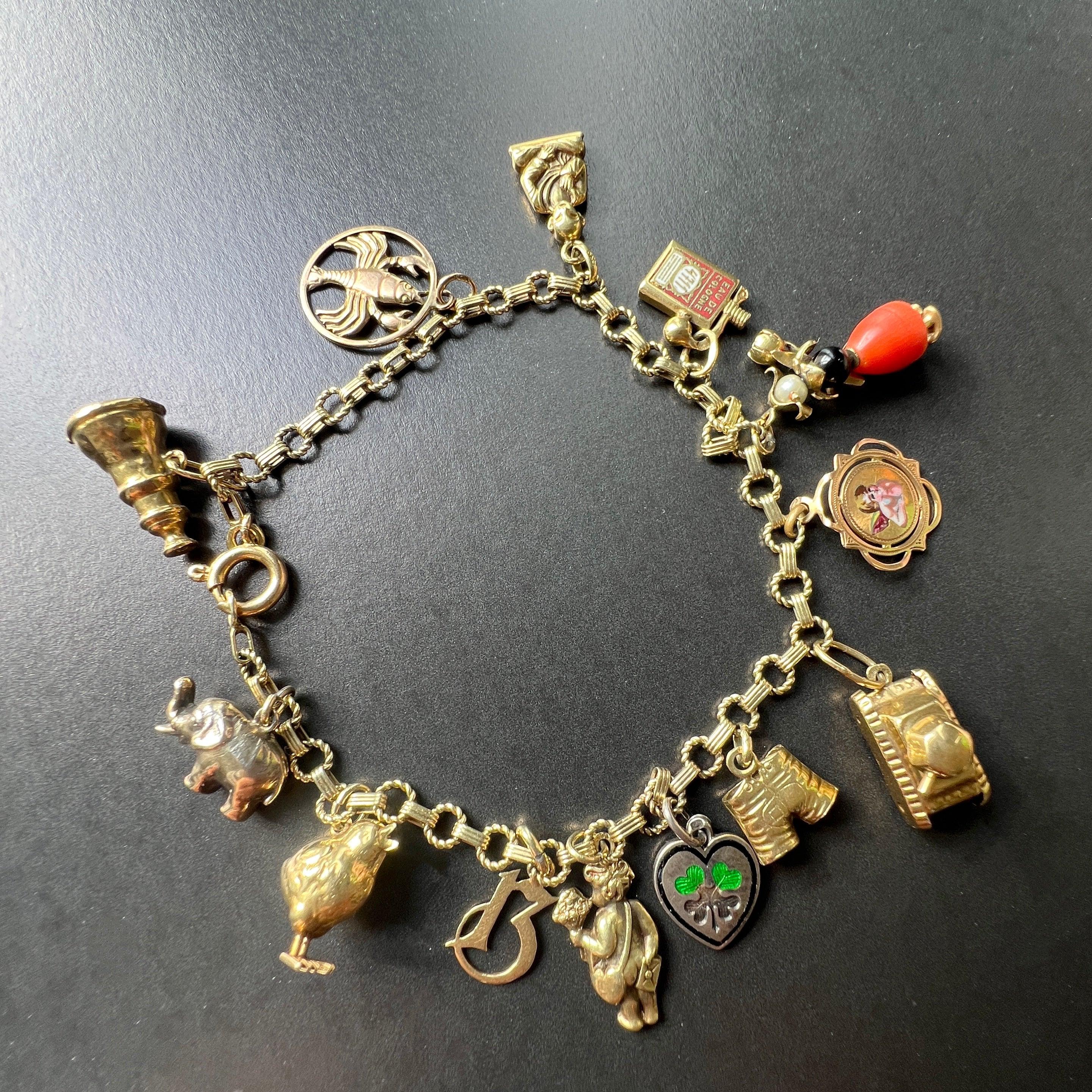 14K yellow Gold charm bracelet